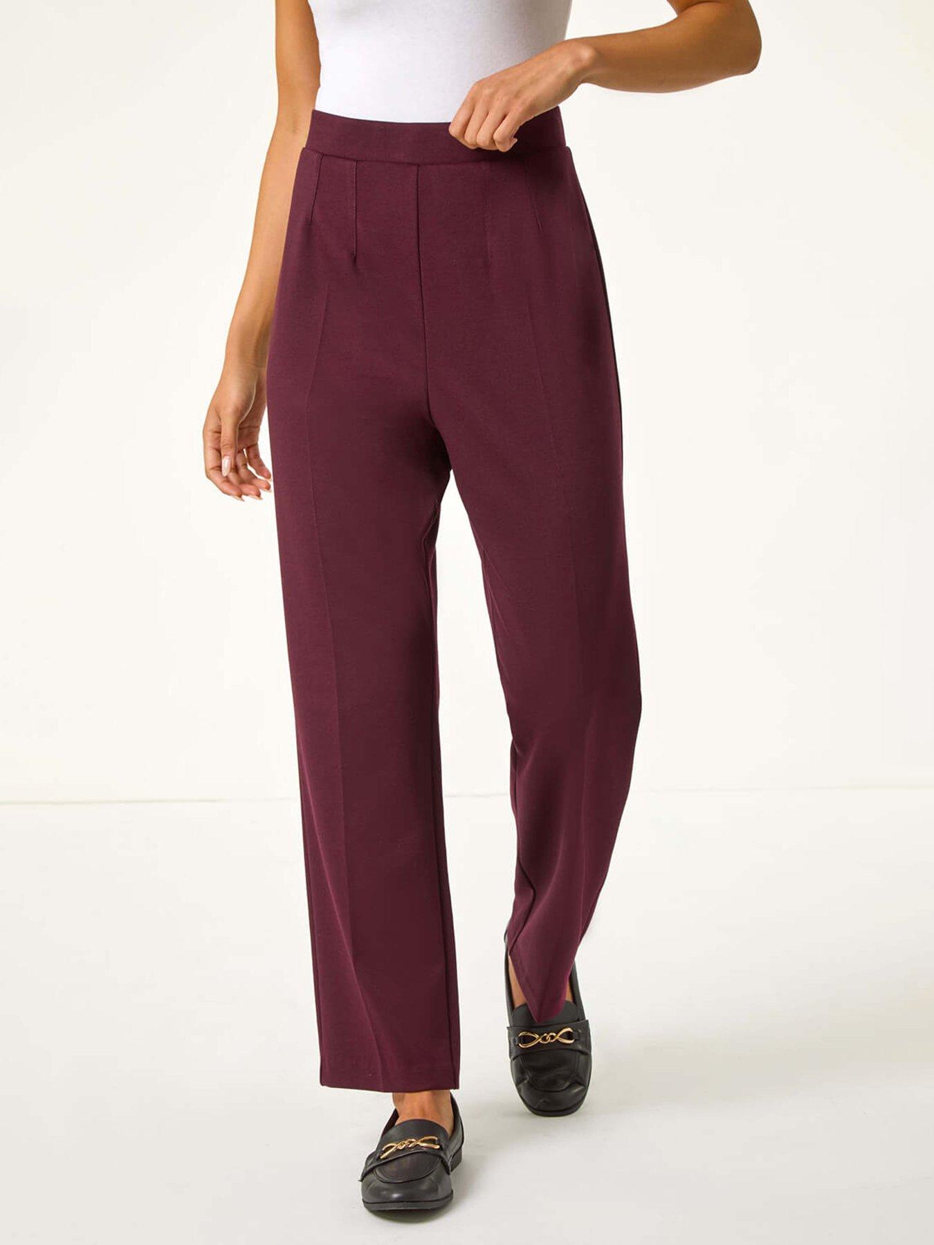 undefined Petite Straight Leg Ponte Stretch Trouser - Red