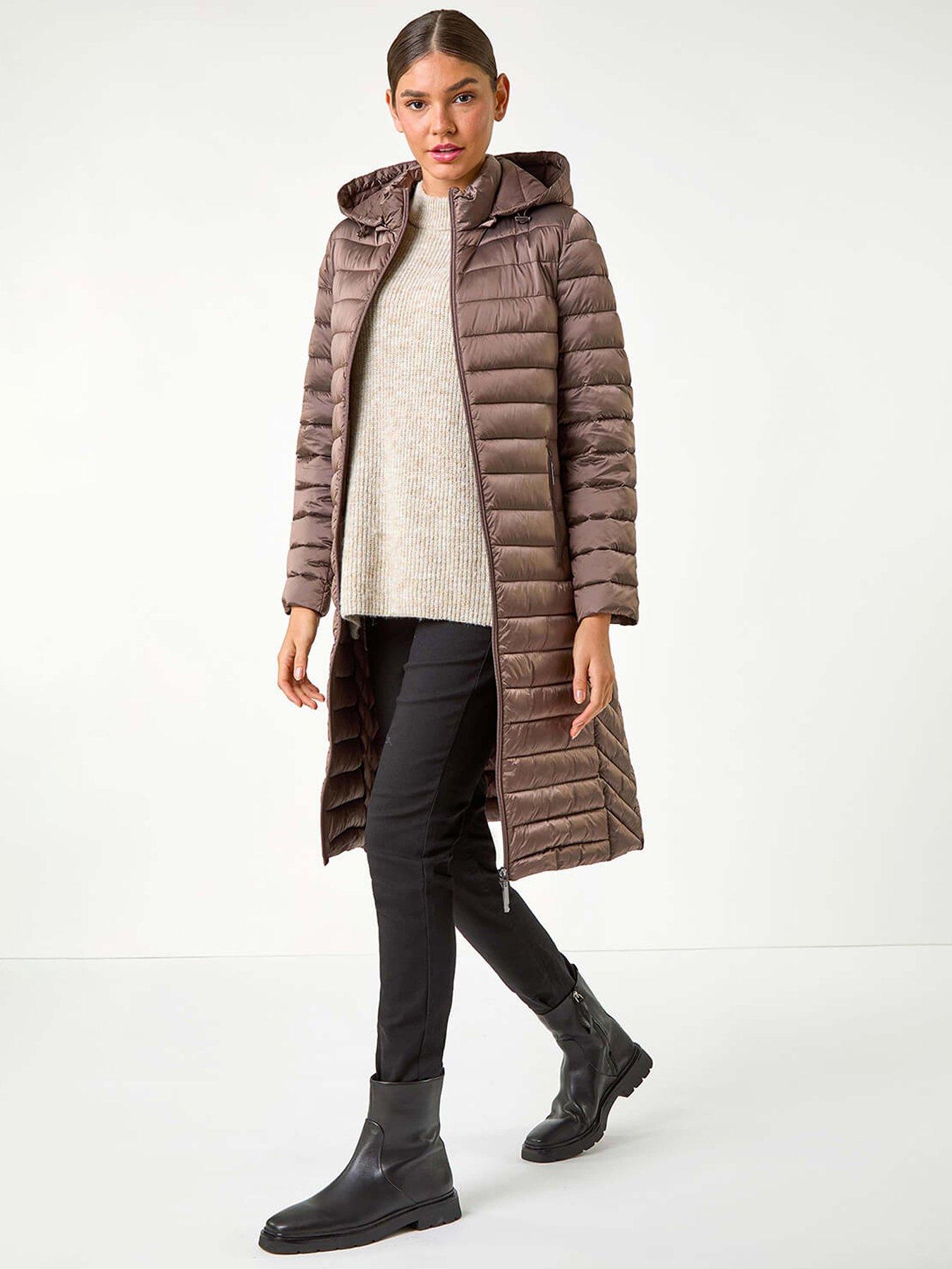New Look Hooded Longline Puffer Coat - Brown | Very