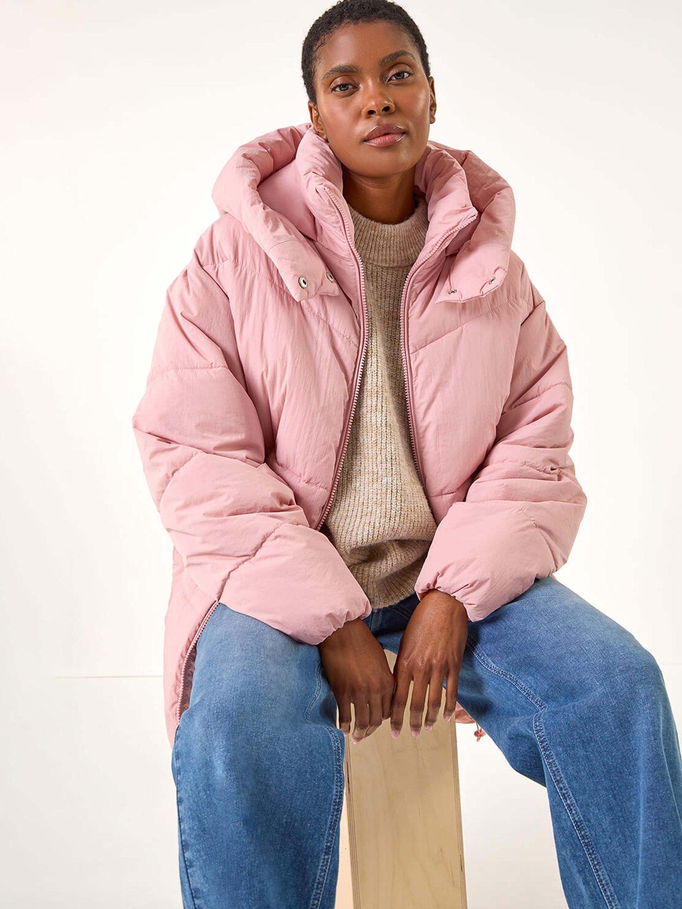 Image 4 of 6 of Roman Oversized Padded Hooded Coat - Pink