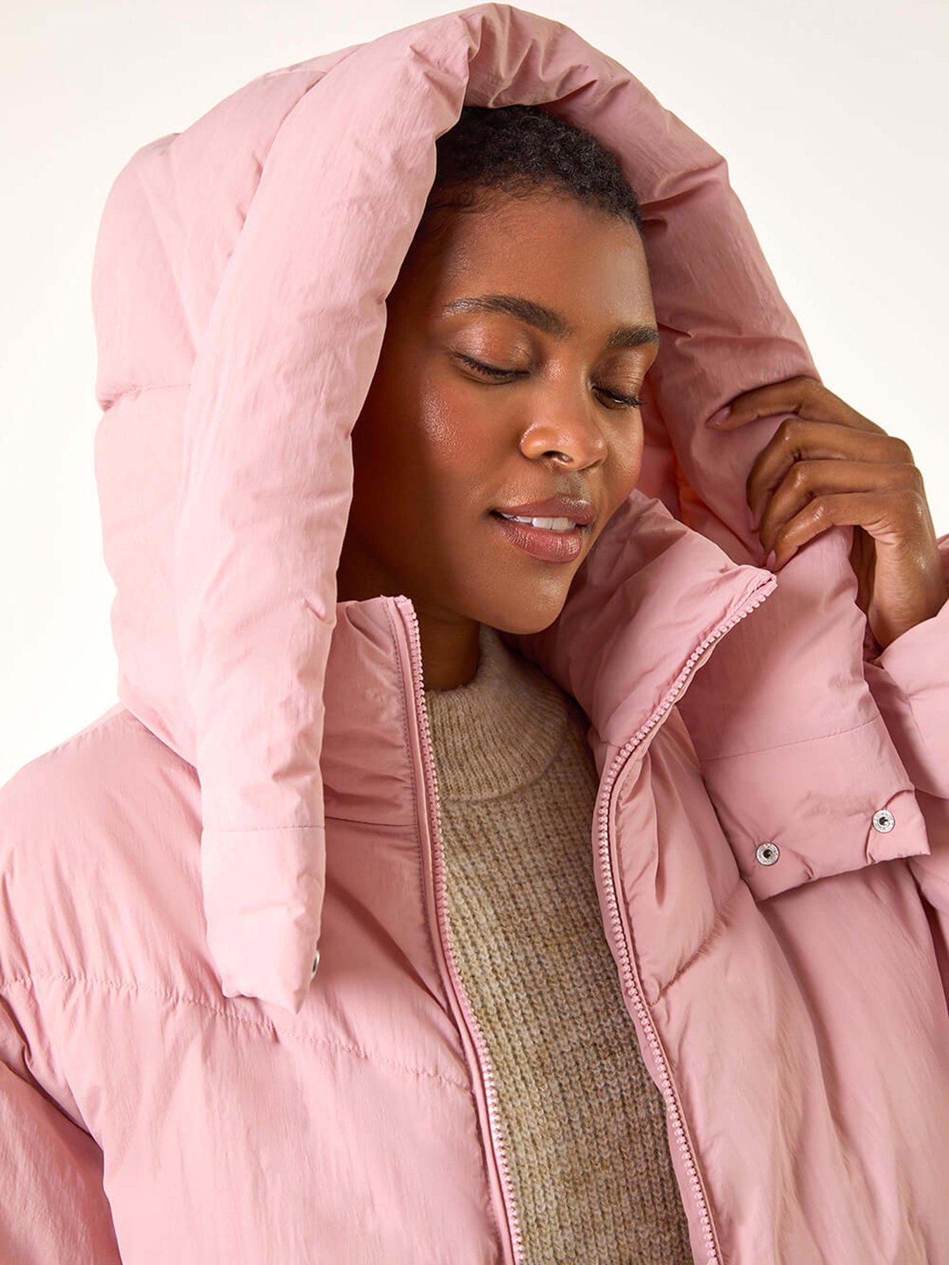 Image 5 of 6 of Roman Oversized Padded Hooded Coat - Pink