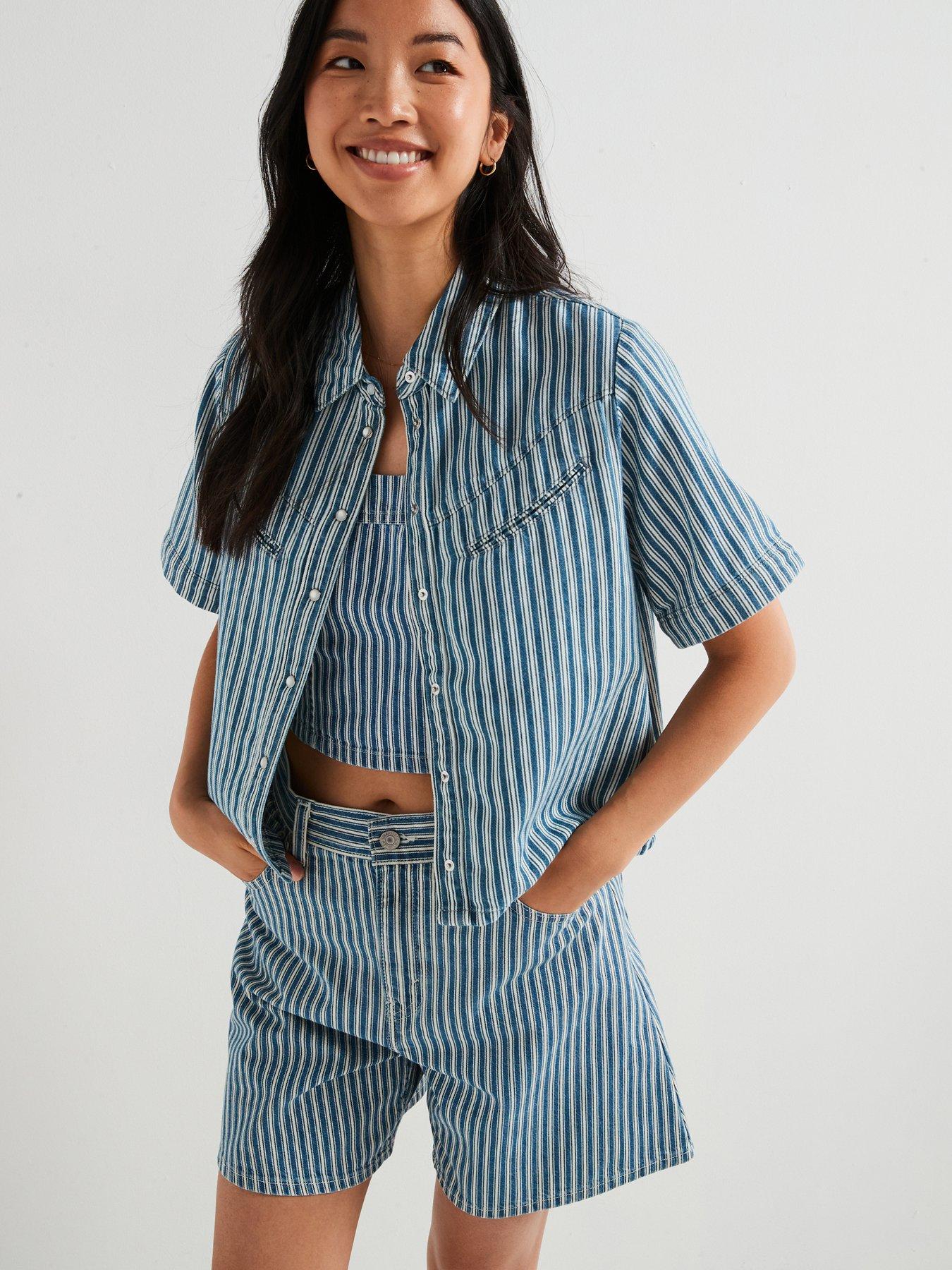 Levi's Rinoa Camp Shirt, Blue, Size Xs, Women