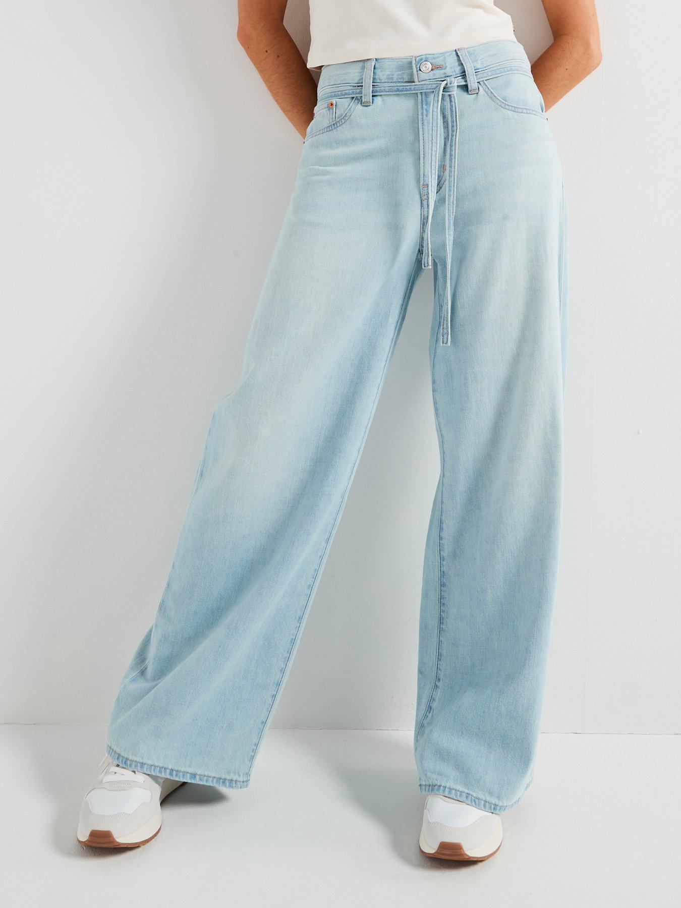 undefined Xl Straight Linen+ Denim Jeans - Blue