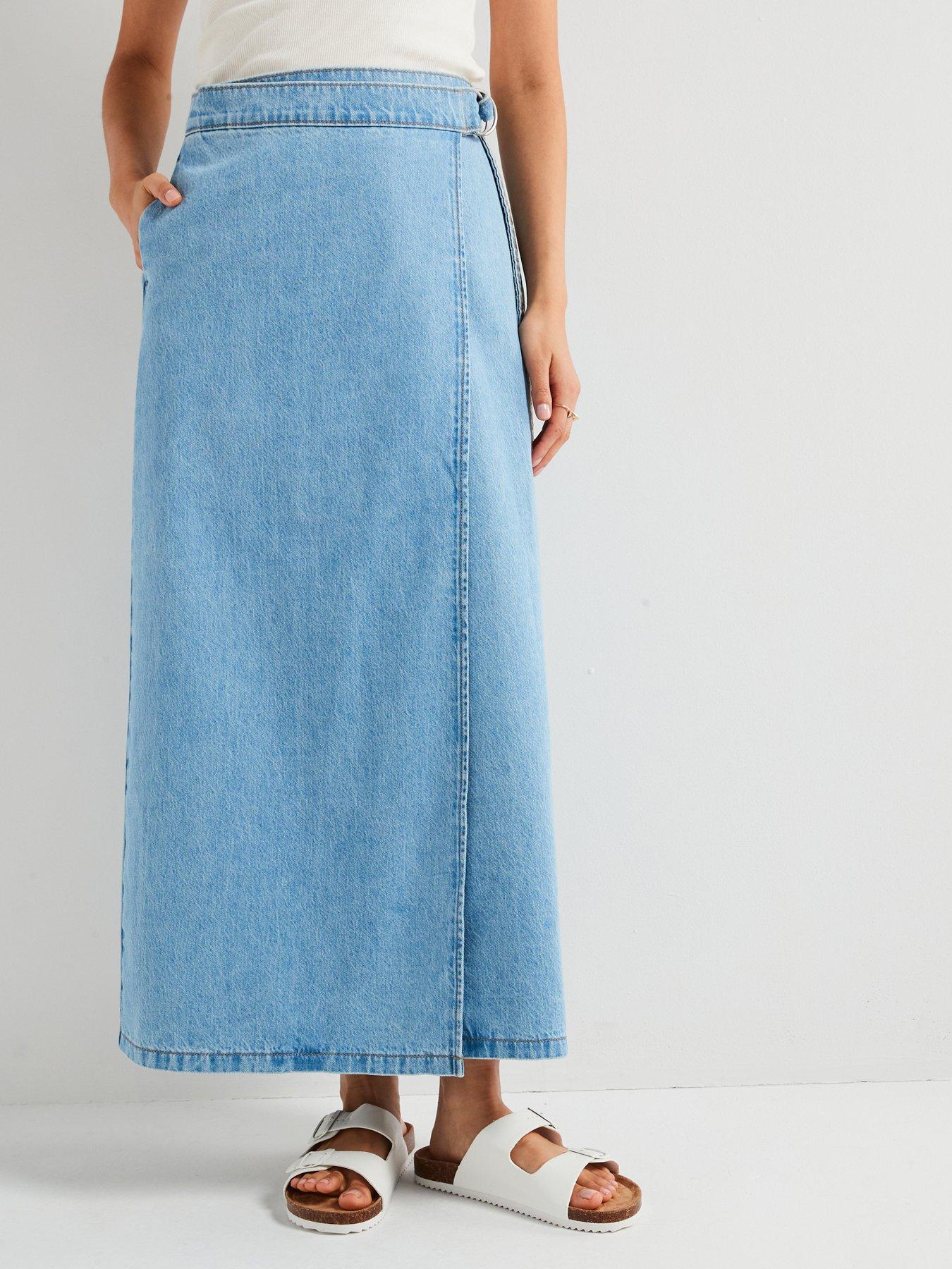 undefined Column Wrap Skirt - Wrapped In Blue