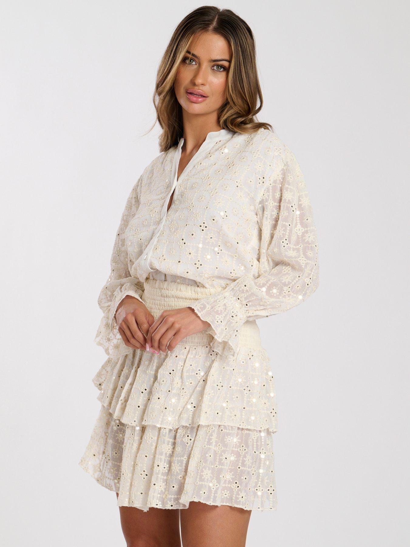 undefined Mirror Detail Beach Blouse - Cream