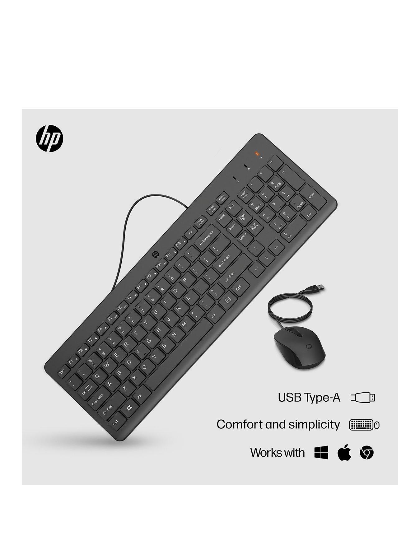 Image 3 of 8 of HP 150 Wired Mouse &amp; Keyboard Combo - &nbsp; Ergonomically Designed - &nbsp;Quiet Performance &nbsp;- Black