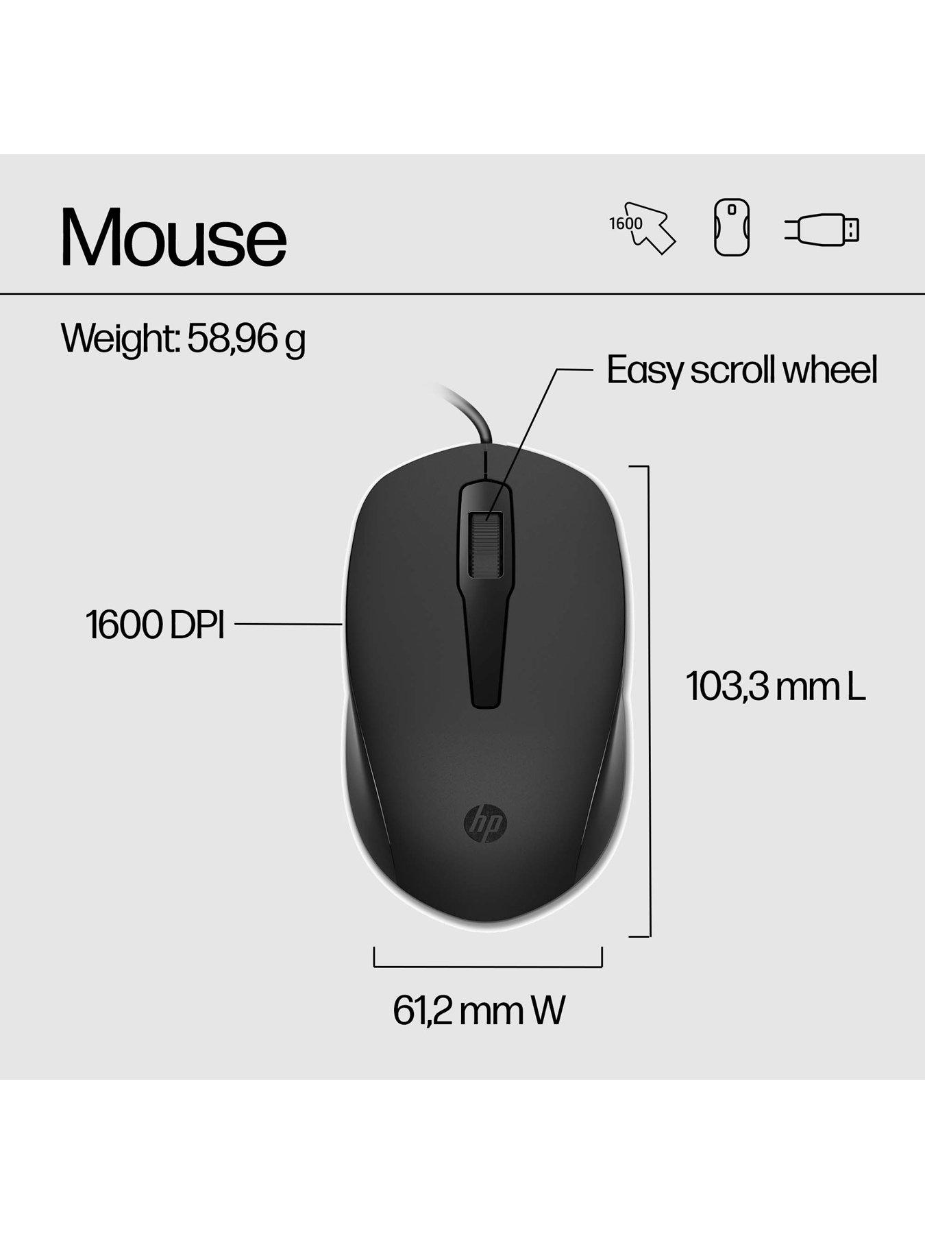 Image 5 of 8 of HP 150 Wired Mouse &amp; Keyboard Combo - &nbsp; Ergonomically Designed - &nbsp;Quiet Performance &nbsp;- Black