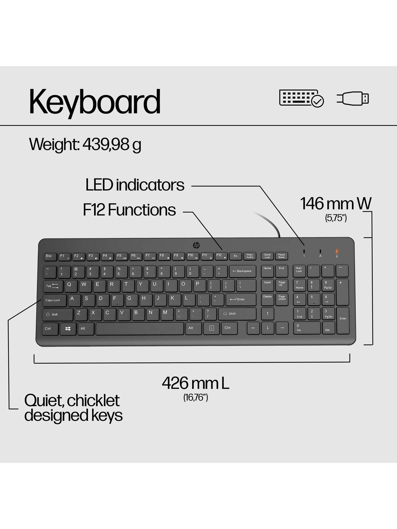 Image 6 of 8 of HP 150 Wired Mouse &amp; Keyboard Combo - &nbsp; Ergonomically Designed - &nbsp;Quiet Performance &nbsp;- Black