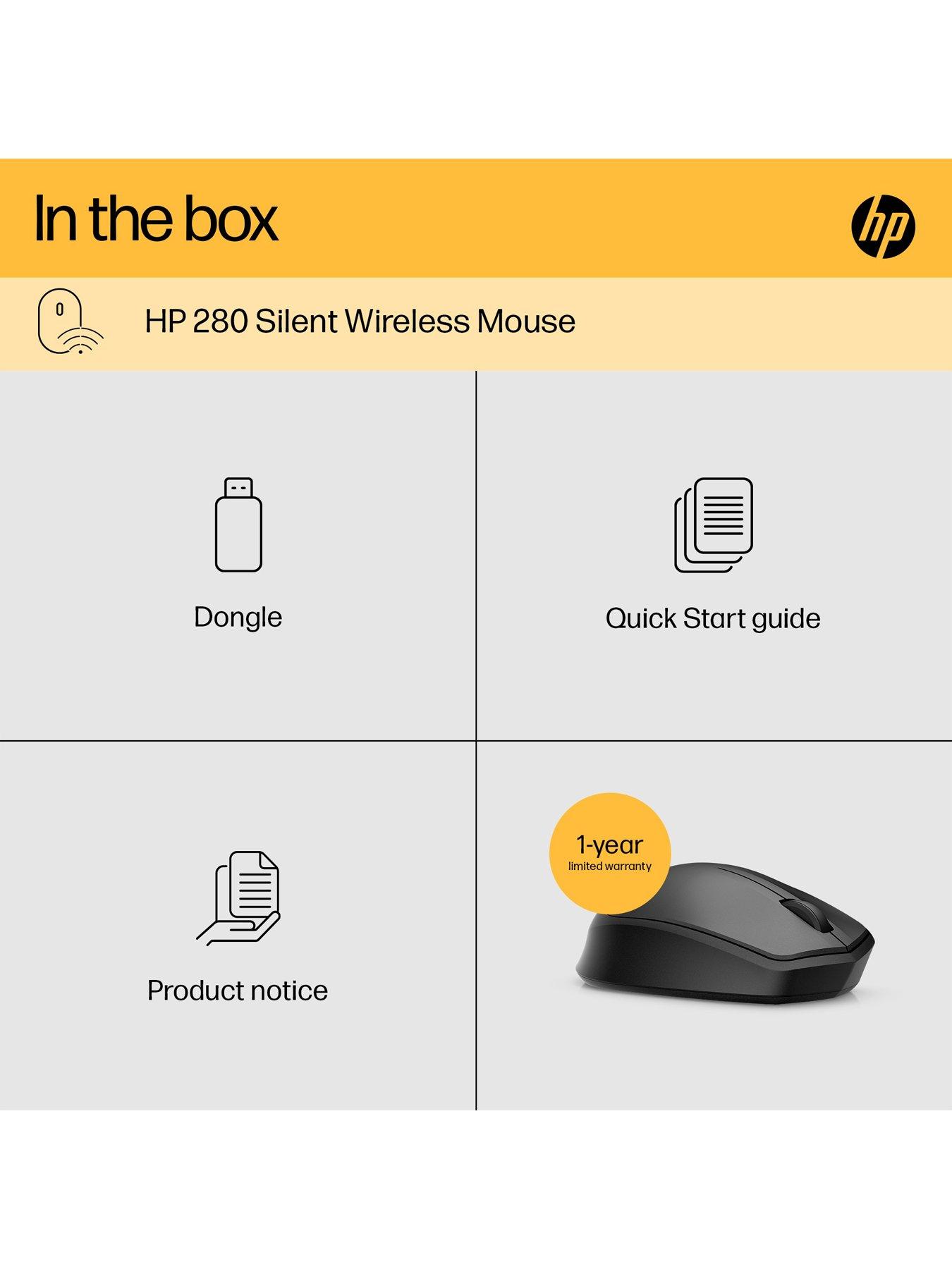 Image 7 of 8 of HP 280 Silent PC Wireless Mouse - Comfortable &amp; Ergonomic Design - 90% Noise Reduction - Up to 18 Months Battery &nbsp;- &nbsp;Black