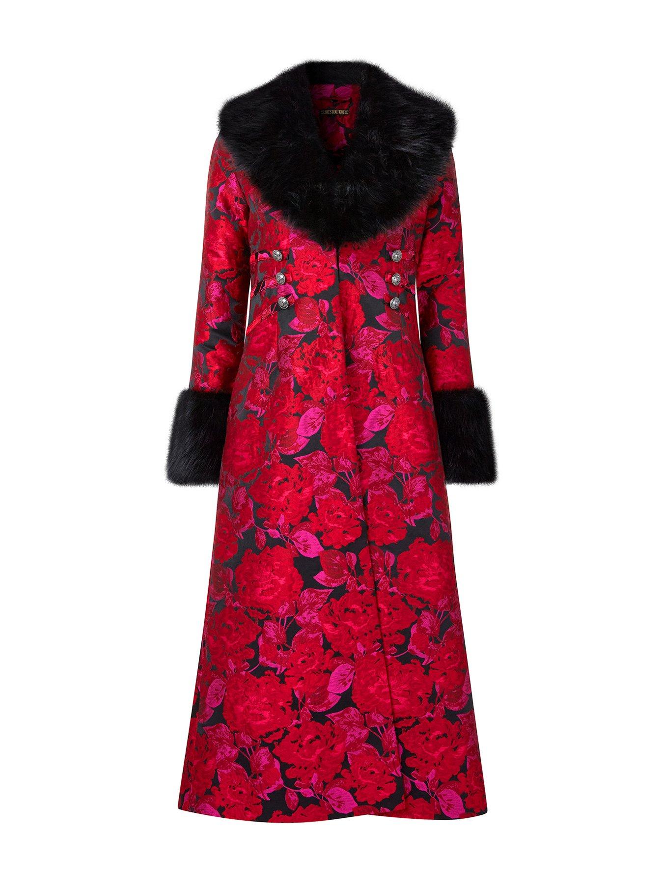 Image 6 of 6 of Joe Browns Printed Longline Coat - Red