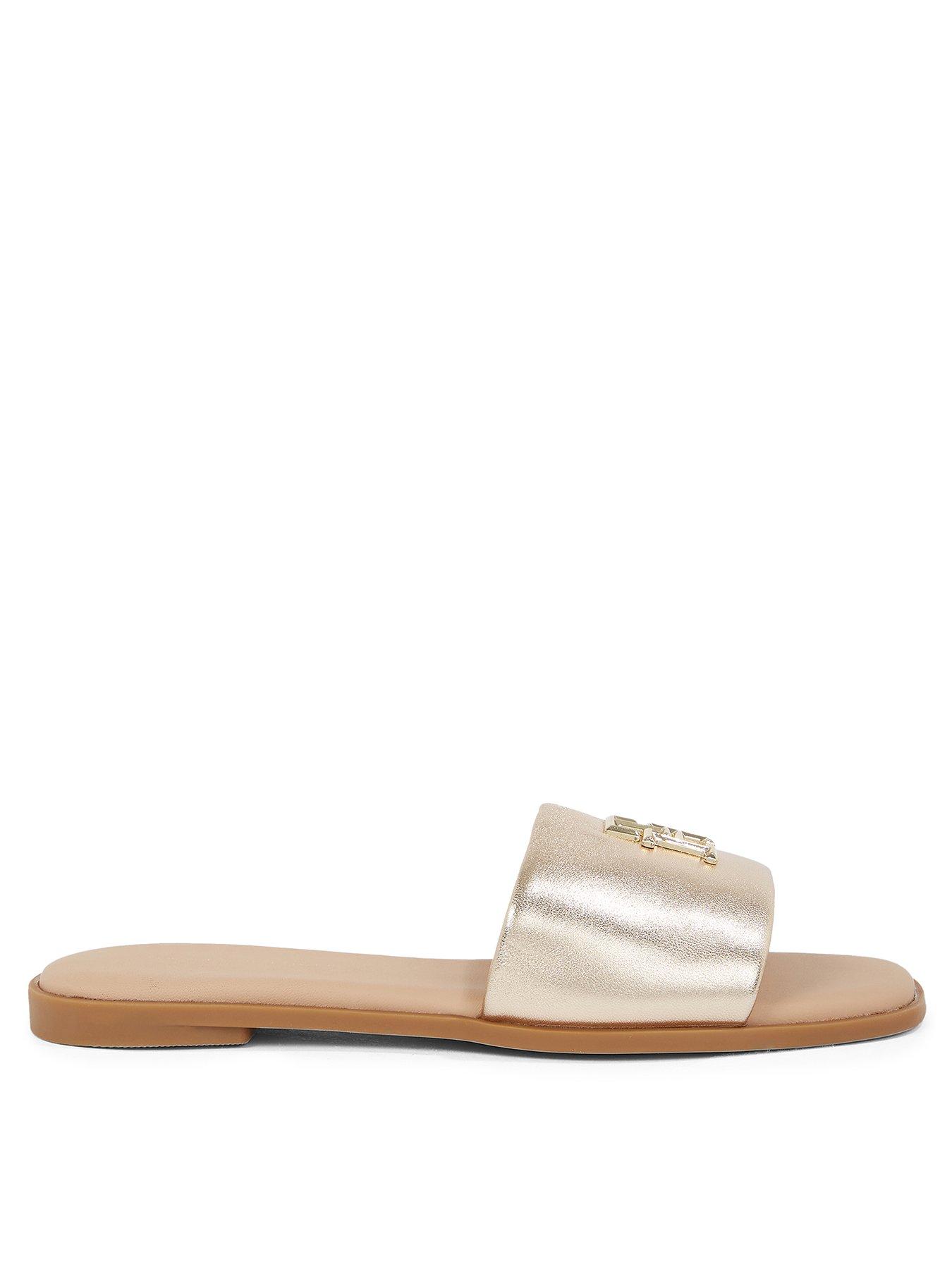 Image 2 of 5 of Tommy Hilfiger Metallic Logo Leather Mule Sandal - Gold