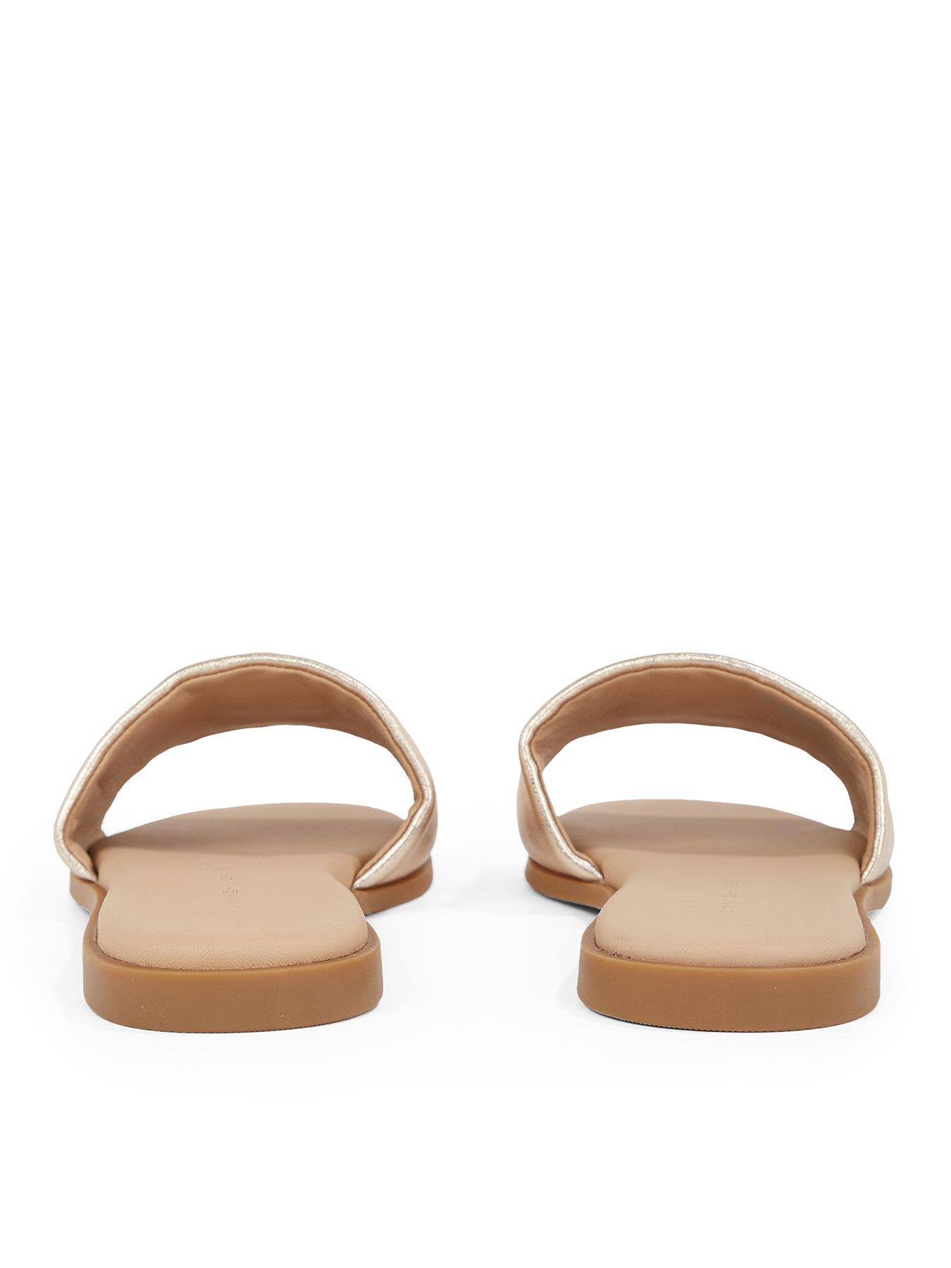 Image 3 of 5 of Tommy Hilfiger Metallic Logo Leather Mule Sandal - Gold
