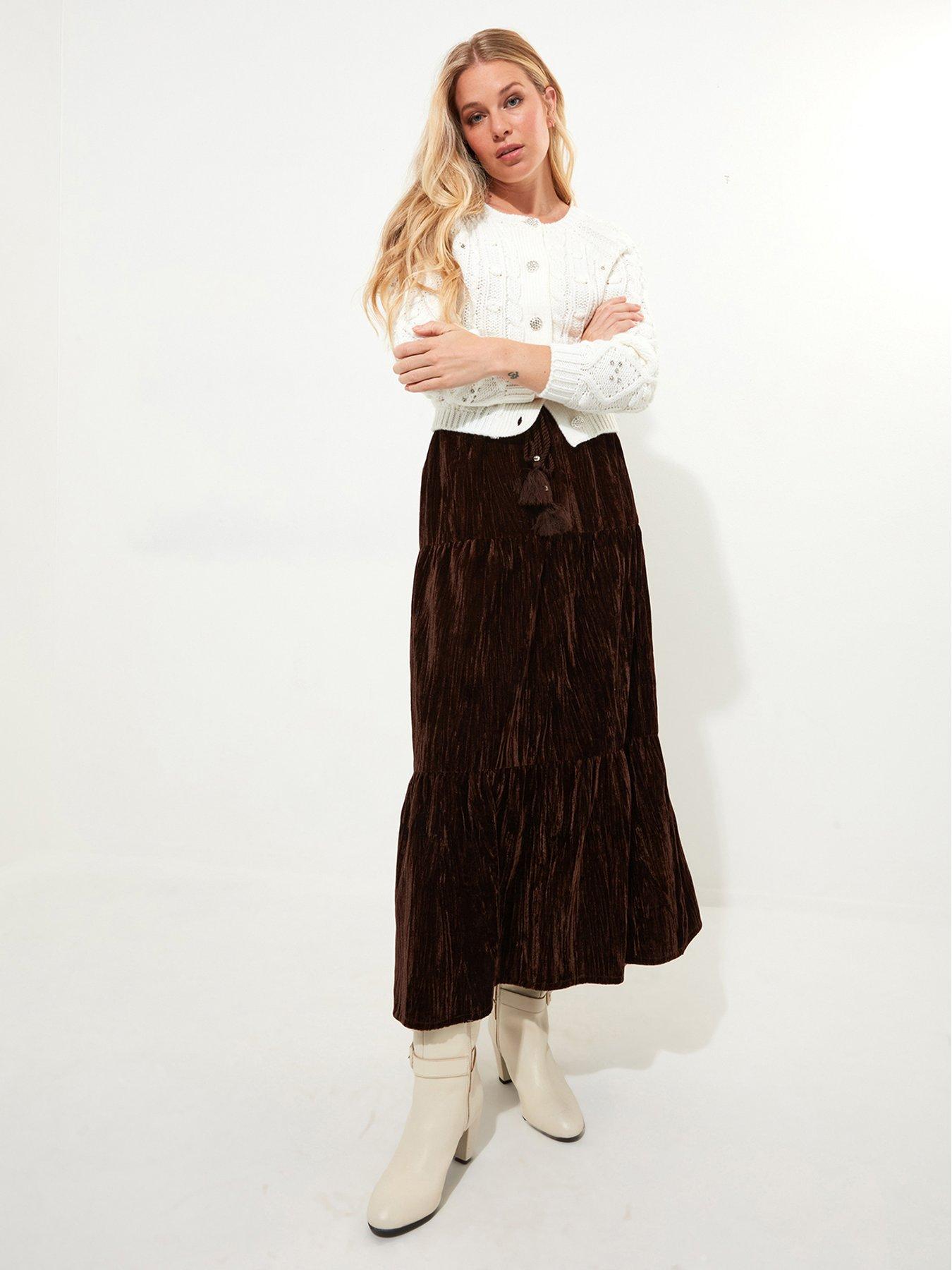 Image 1 of 5 of Joe Browns Remarkable Velour Tiered Skirt - Purple