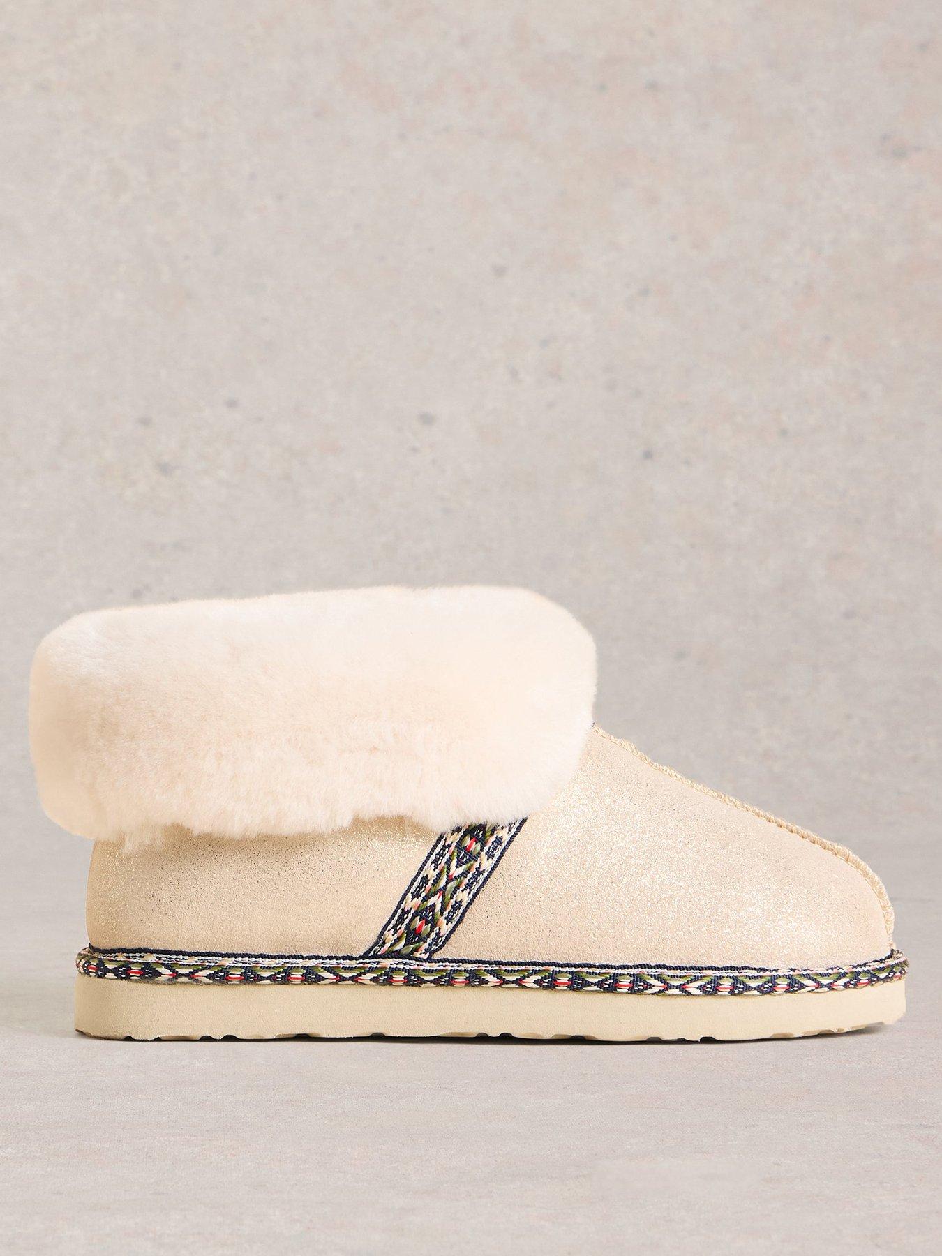 undefined Suede Shearling Slipper Boot - Beige