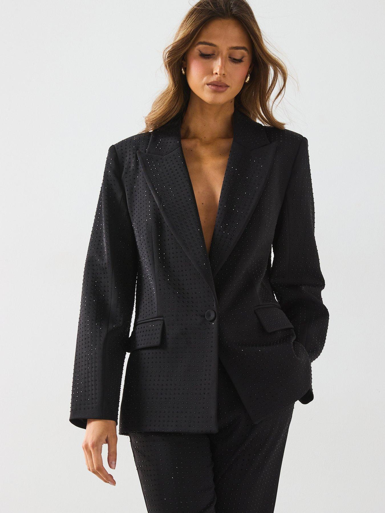 undefined Diamante Blazer Co-Ord - Black