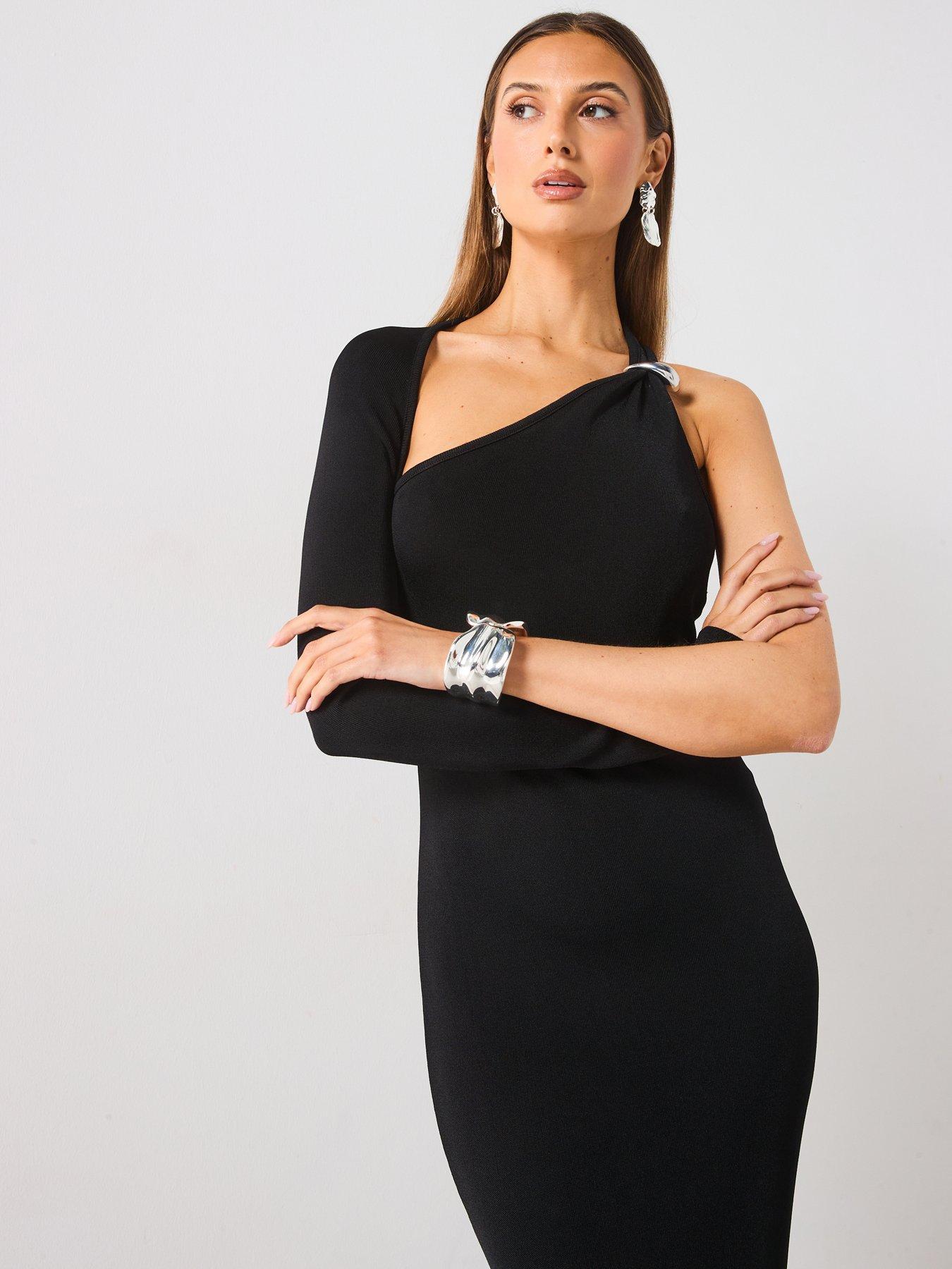 Mango Asymmetrical Knitted Dress - Black | Very