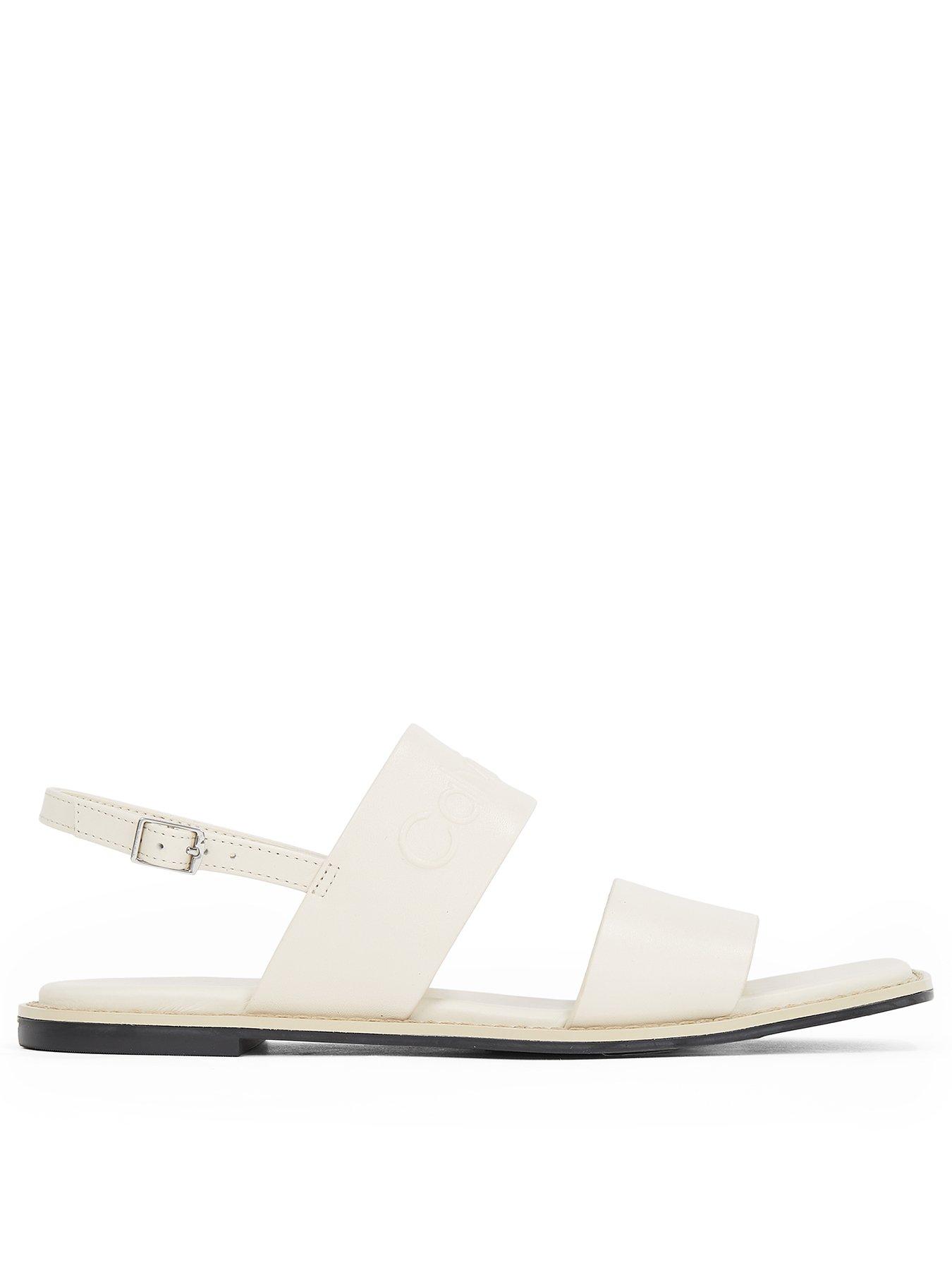 undefined Double Strap Logo Sandal - White