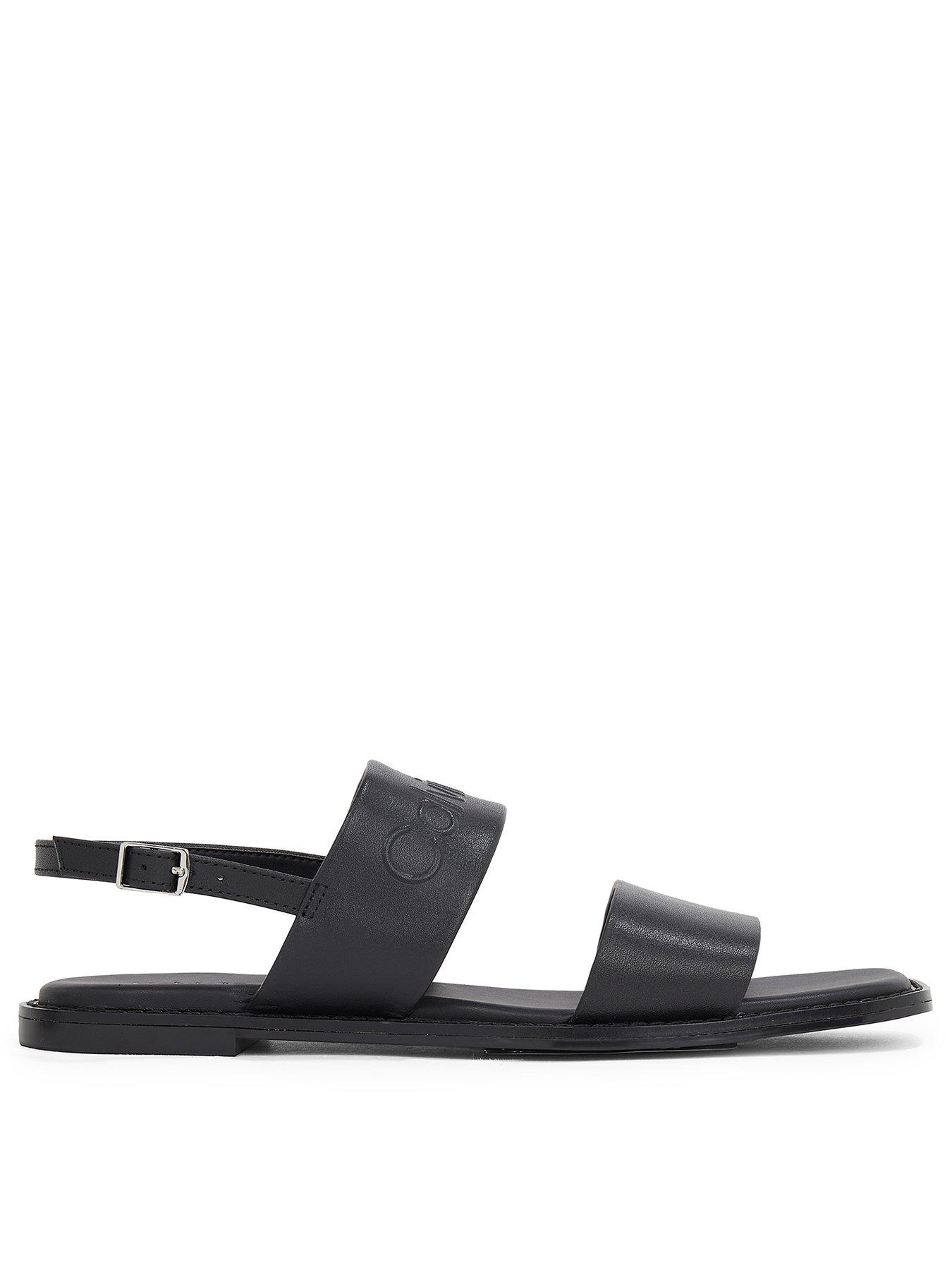 undefined Double Strap Logo Sandals - Black