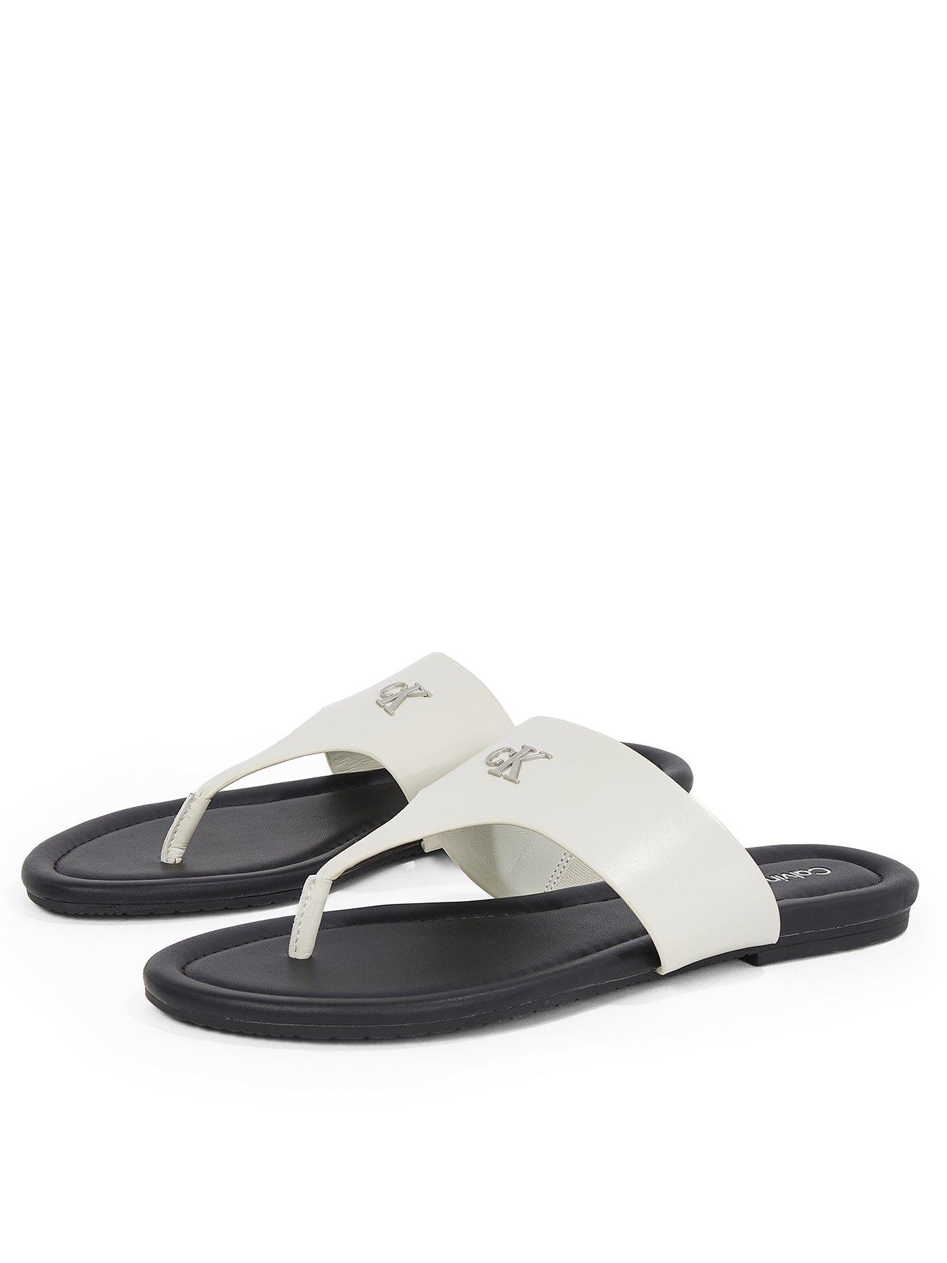 undefined Toepost Metal Logo Sandal - White