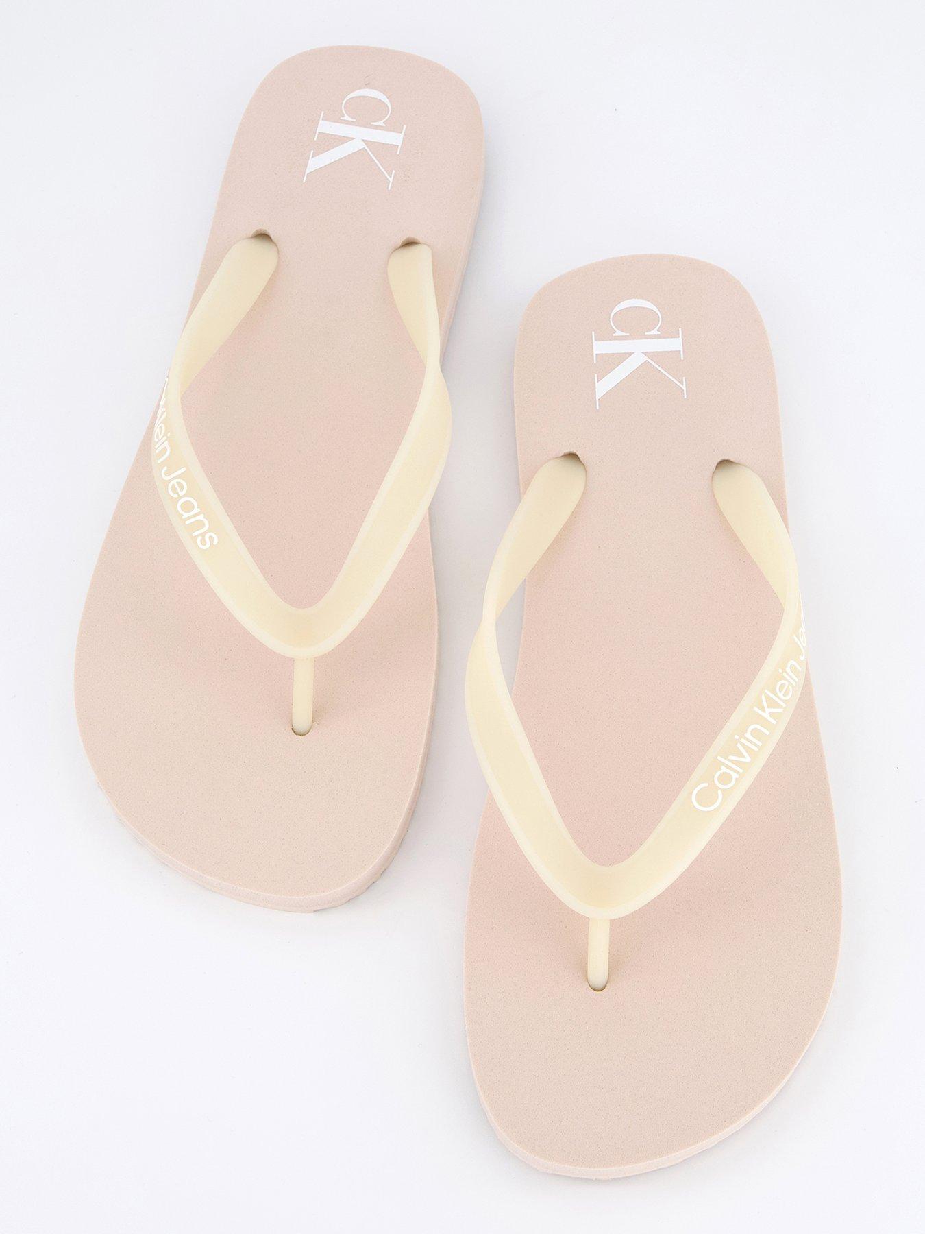 Image 3 of 6 of Calvin Klein Jeans Monogram Logo Flip Flops - Pink