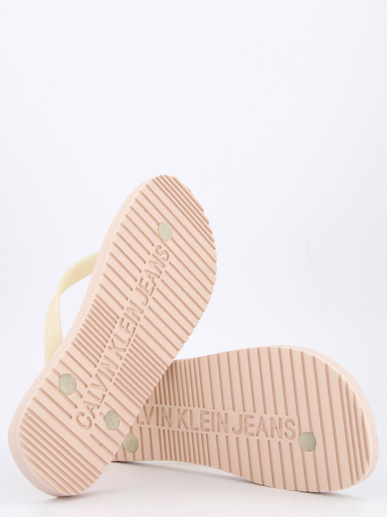 Image 4 of 6 of Calvin Klein Jeans Monogram Logo Flip Flops - Pink