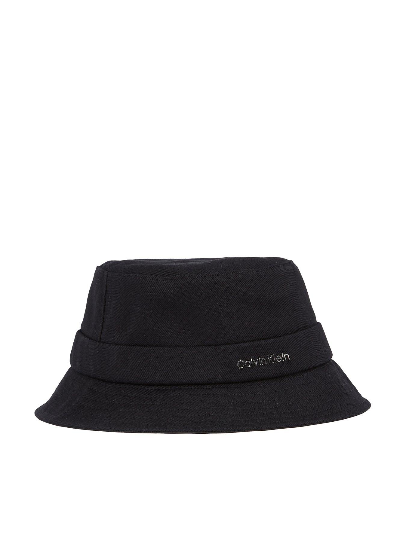 Image 1 of 3 of Calvin Klein Back Tie Cotton Twill Bucket Hat - Black