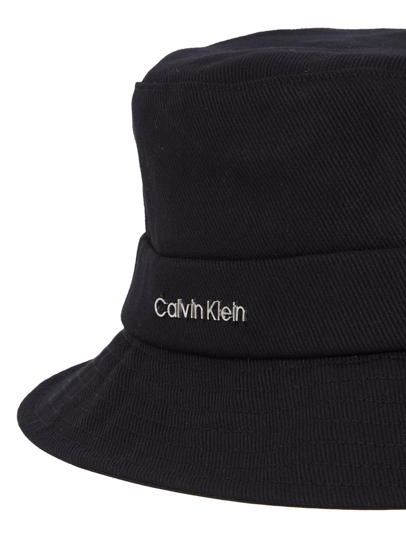 Image 3 of 3 of Calvin Klein Back Tie Cotton Twill Bucket Hat - Black