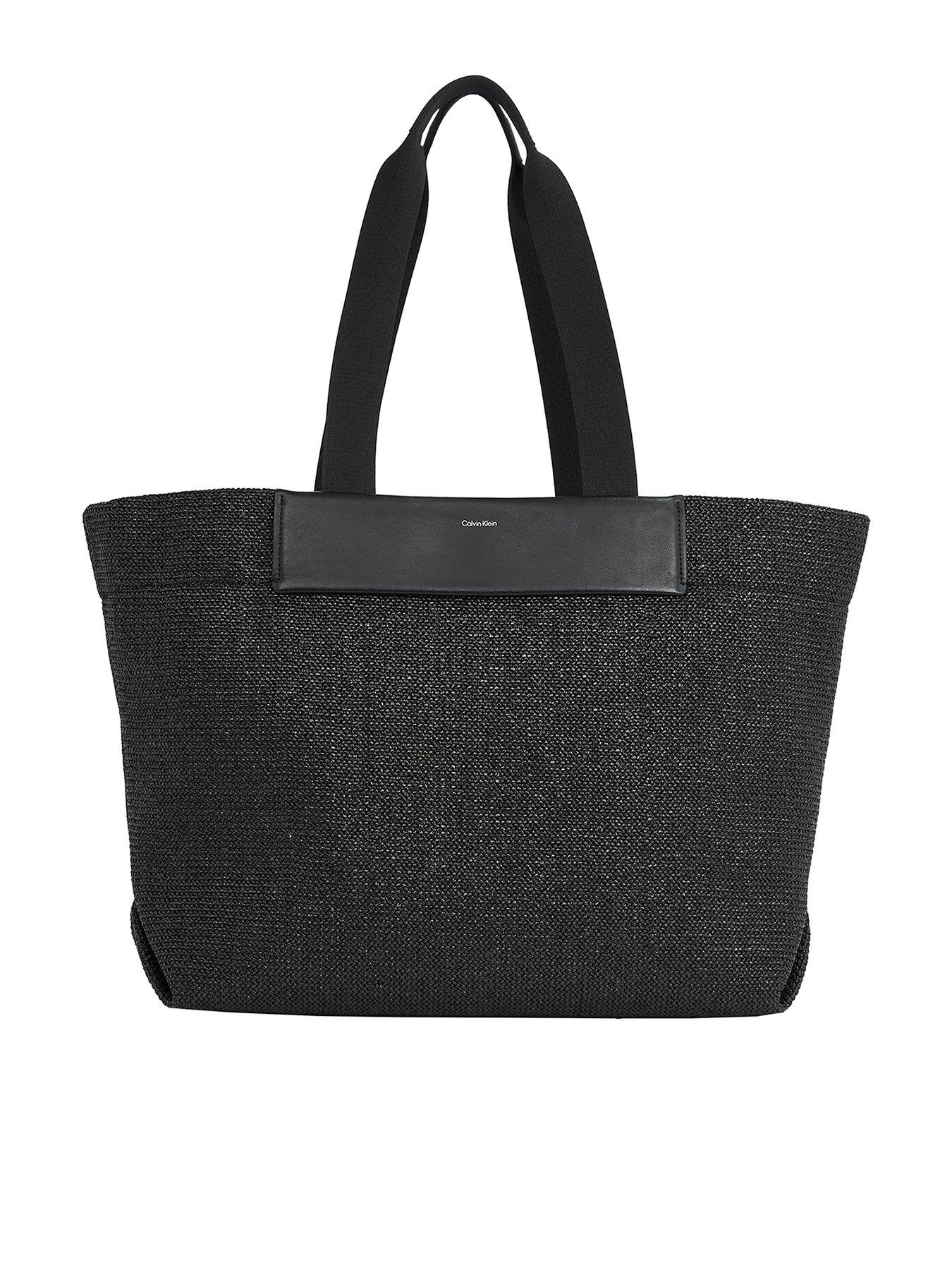 Calvin Klein Raffia Large Shopper Bag - Black