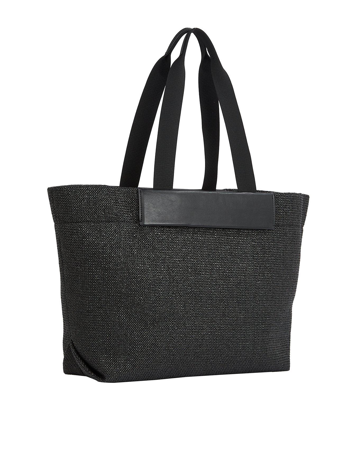 Image 3 of 5 of Calvin Klein Raffia Large Shopper Bag - Black