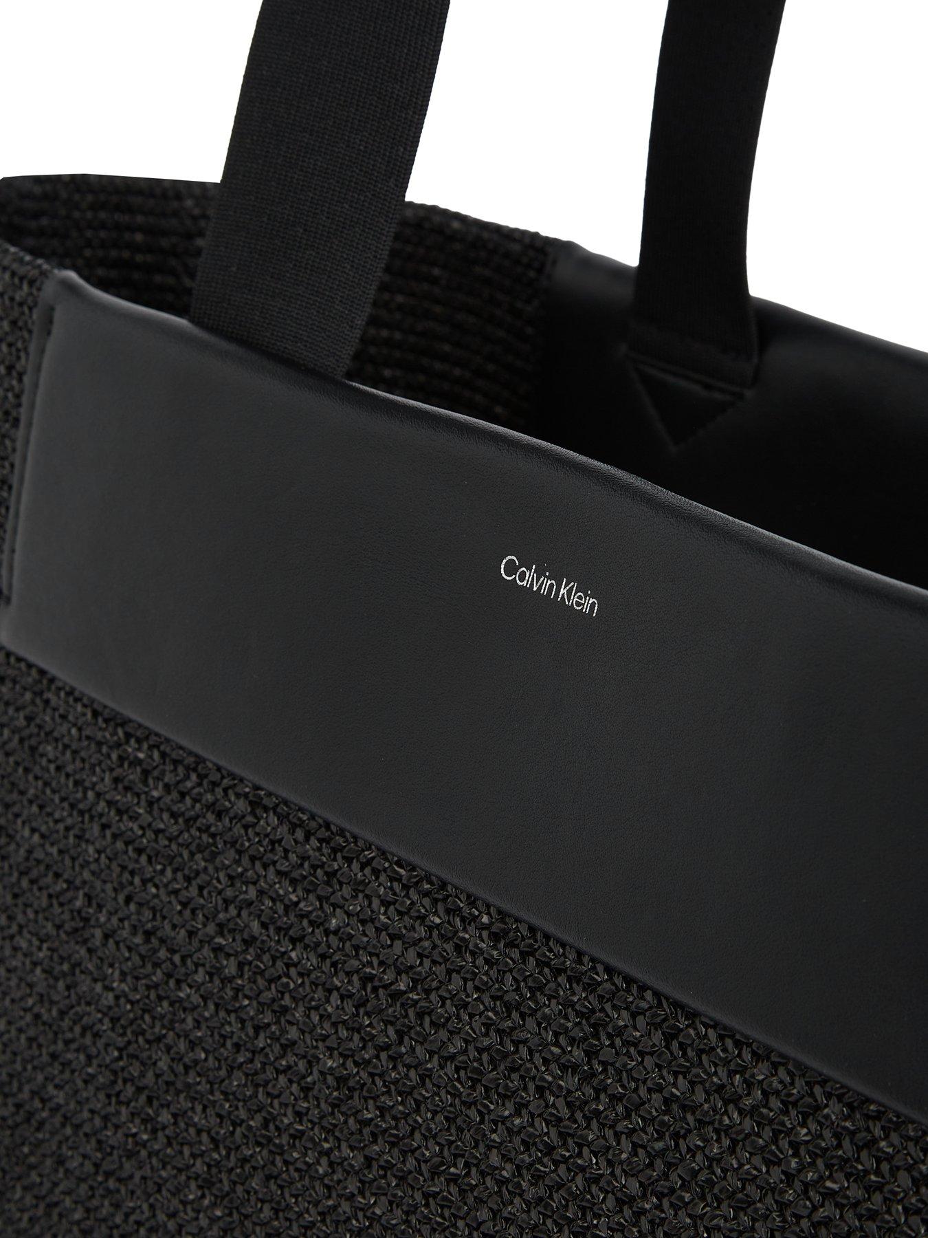 Image 4 of 5 of Calvin Klein Raffia Large Shopper Bag - Black