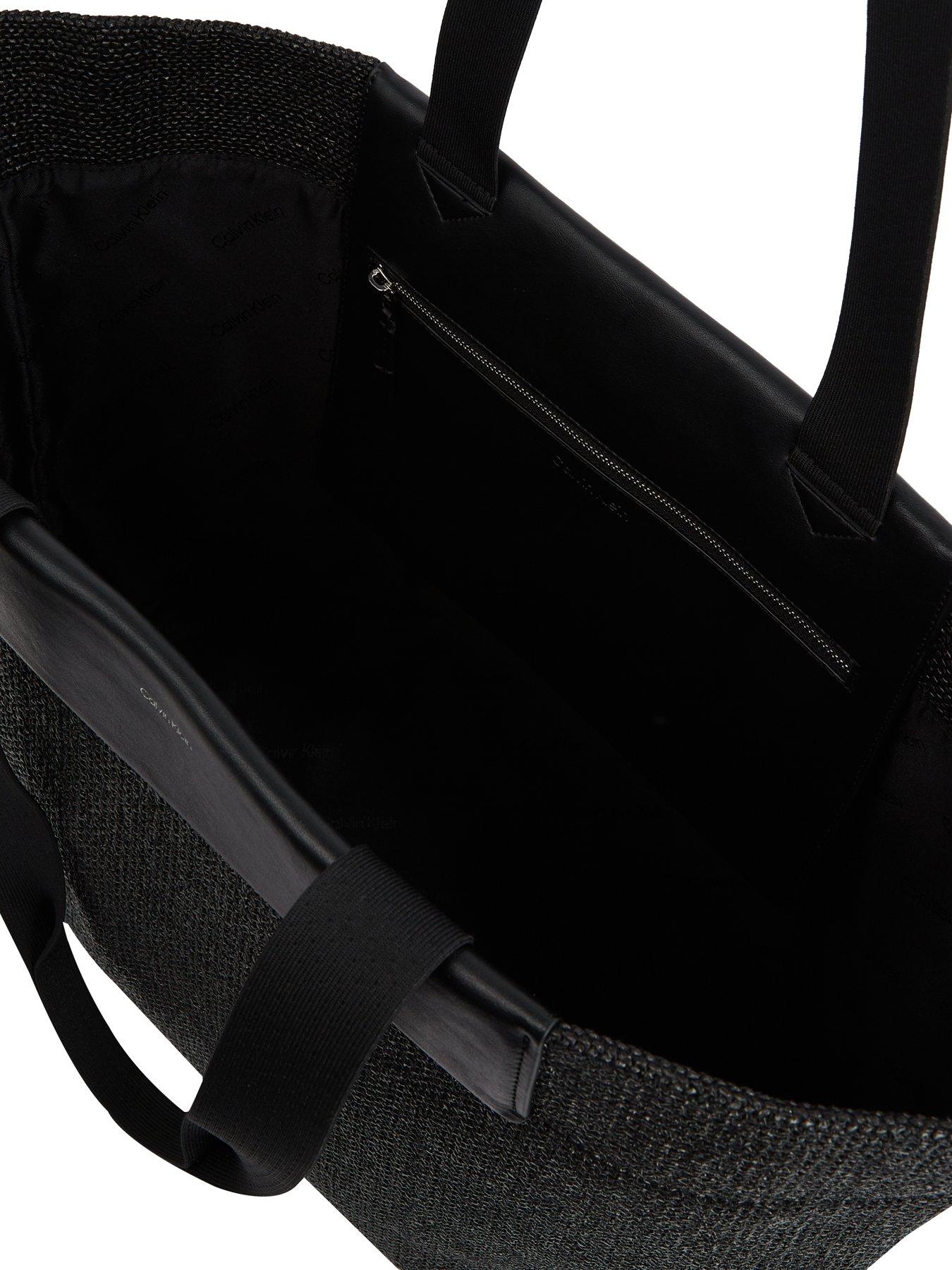 Image 5 of 5 of Calvin Klein Raffia Large Shopper Bag - Black