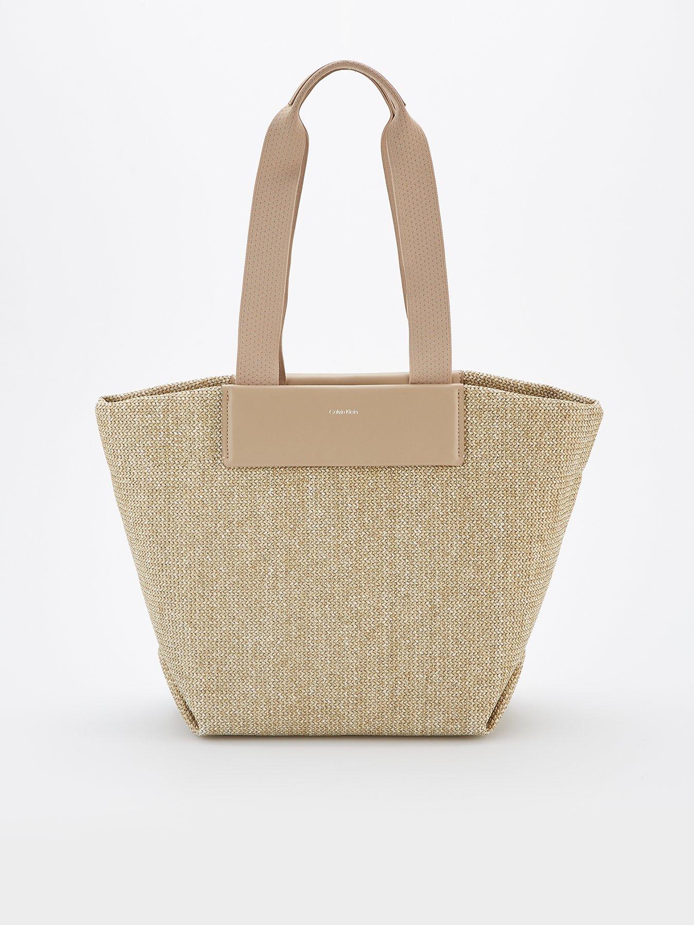 undefined Medium Raffia Shopper Tote Bag - Beige