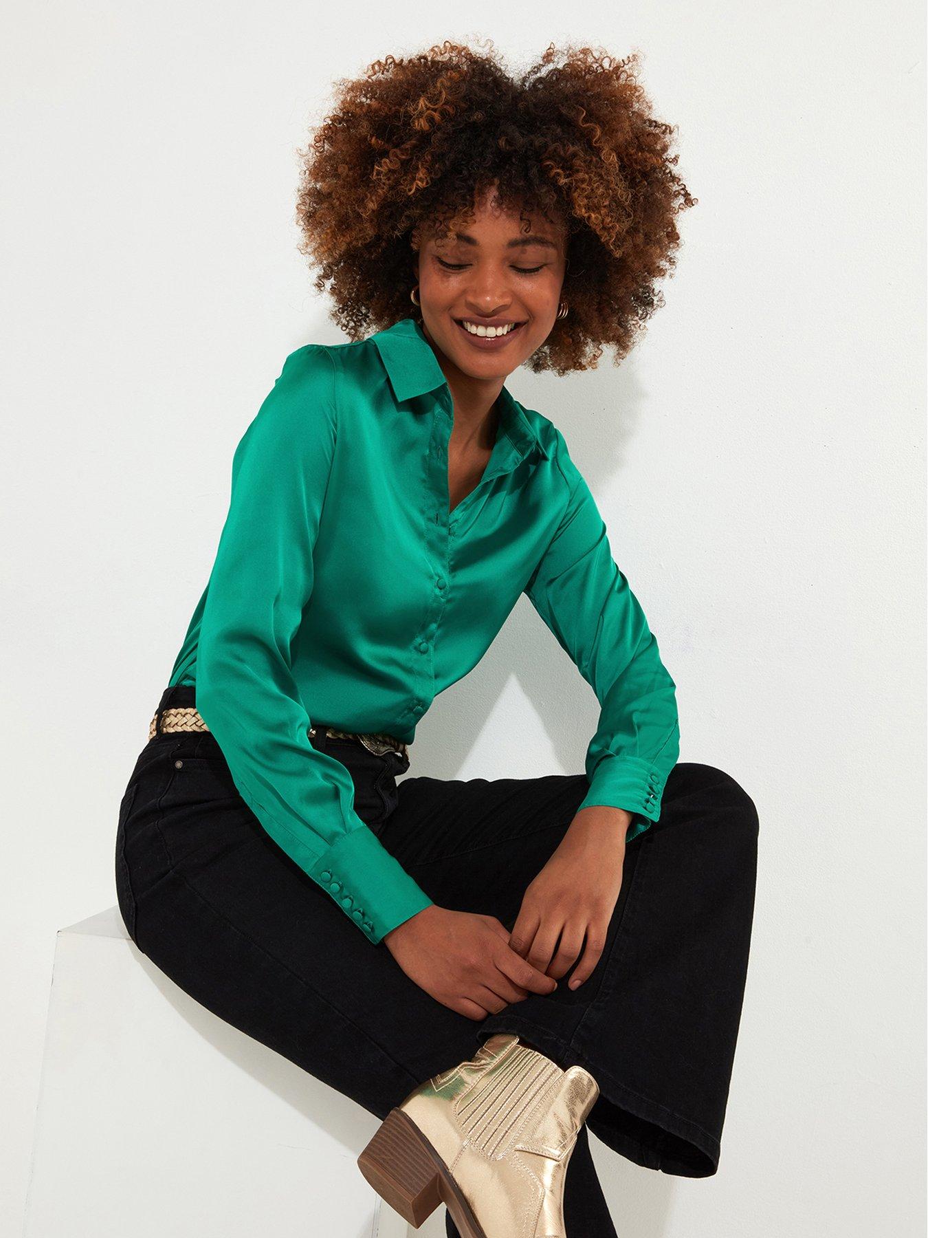 undefined Green Satin Blouse