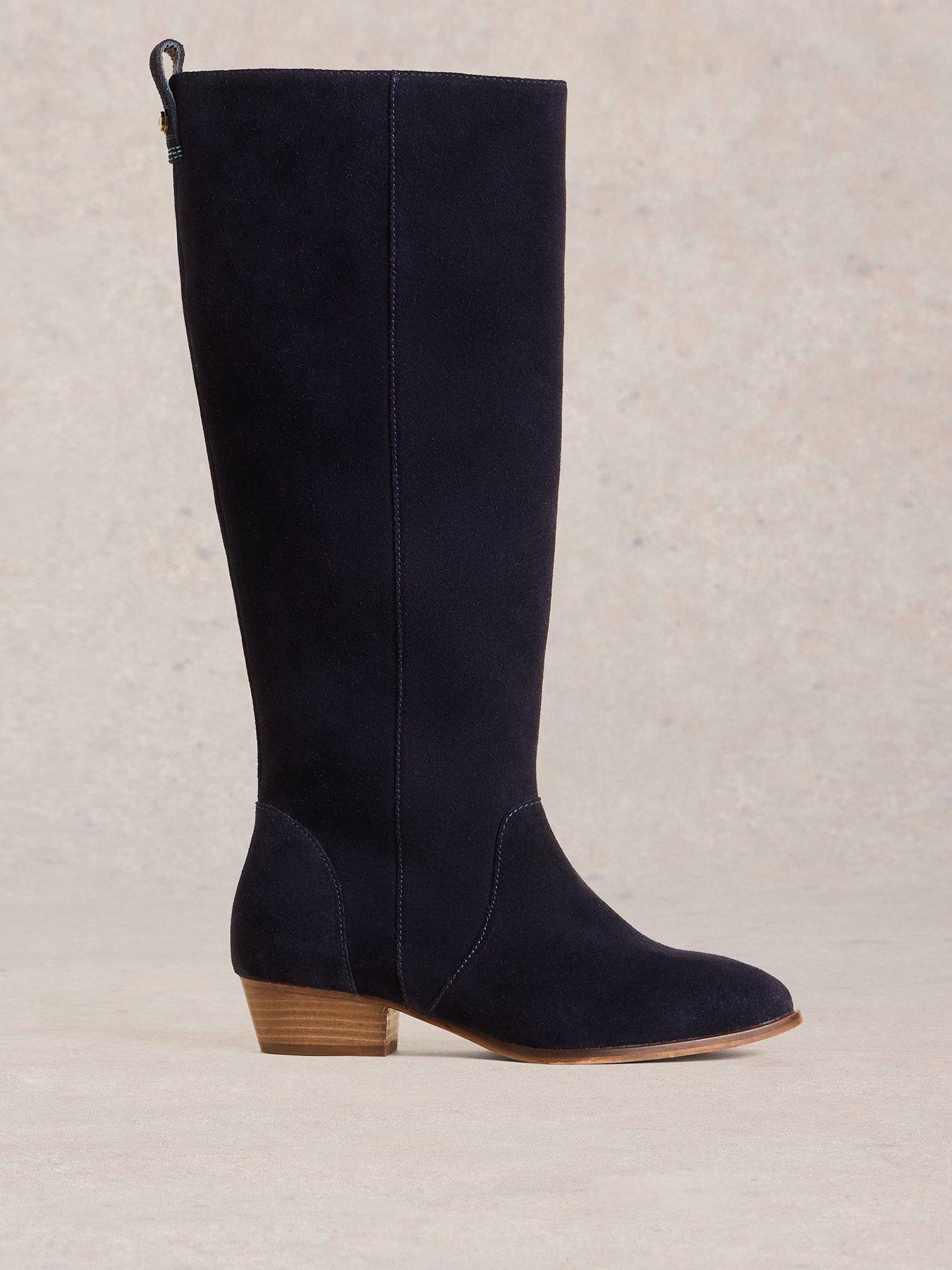 White Stuff Wide Fit Suede Knee High Boot Navy Very
