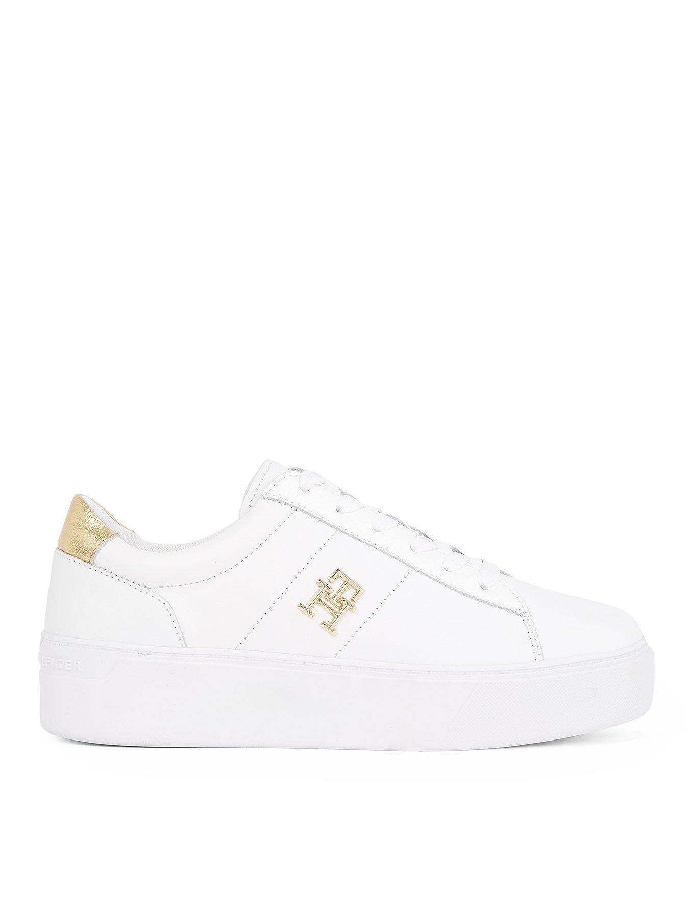 Image 1 of 5 of Tommy Hilfiger Platform Court Metallic Trainer - White