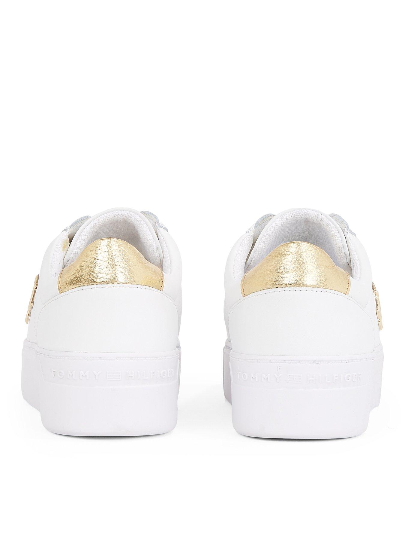 Image 3 of 5 of Tommy Hilfiger Platform Court Metallic Trainer - White