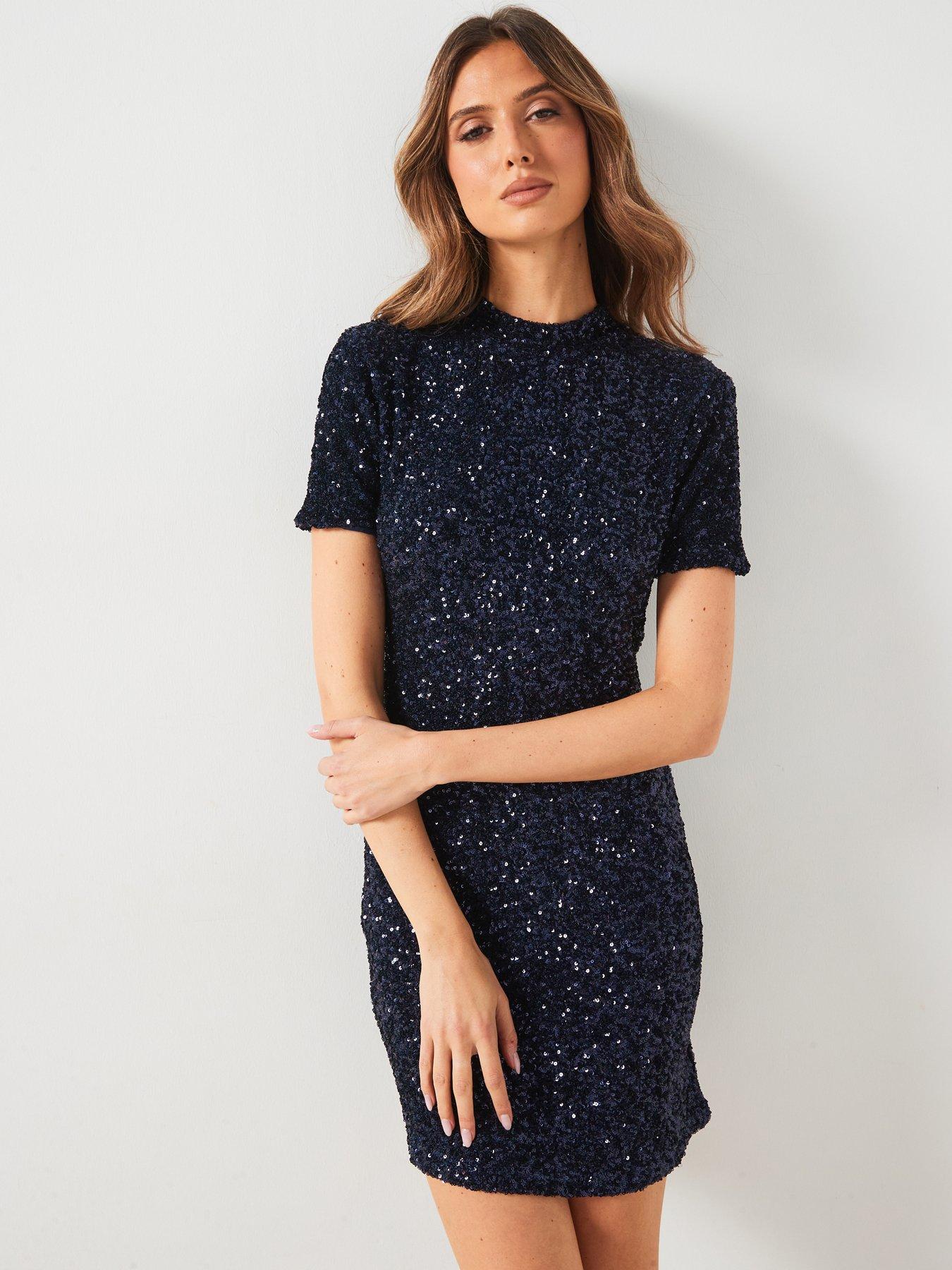 undefined Sequin Mini Dress - Blue