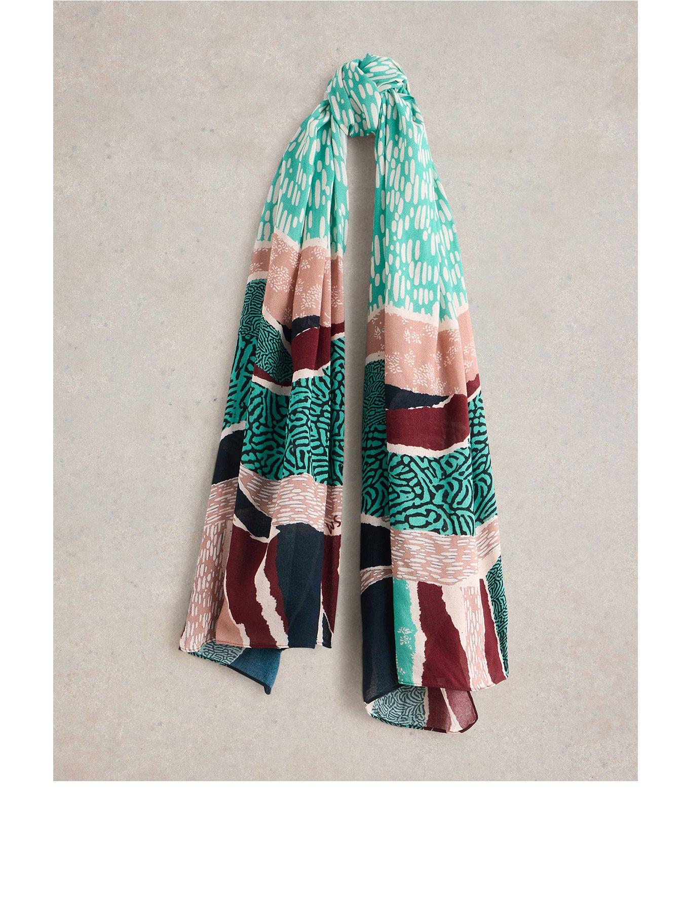 undefined Abstract Patchwork Scarf - Green
