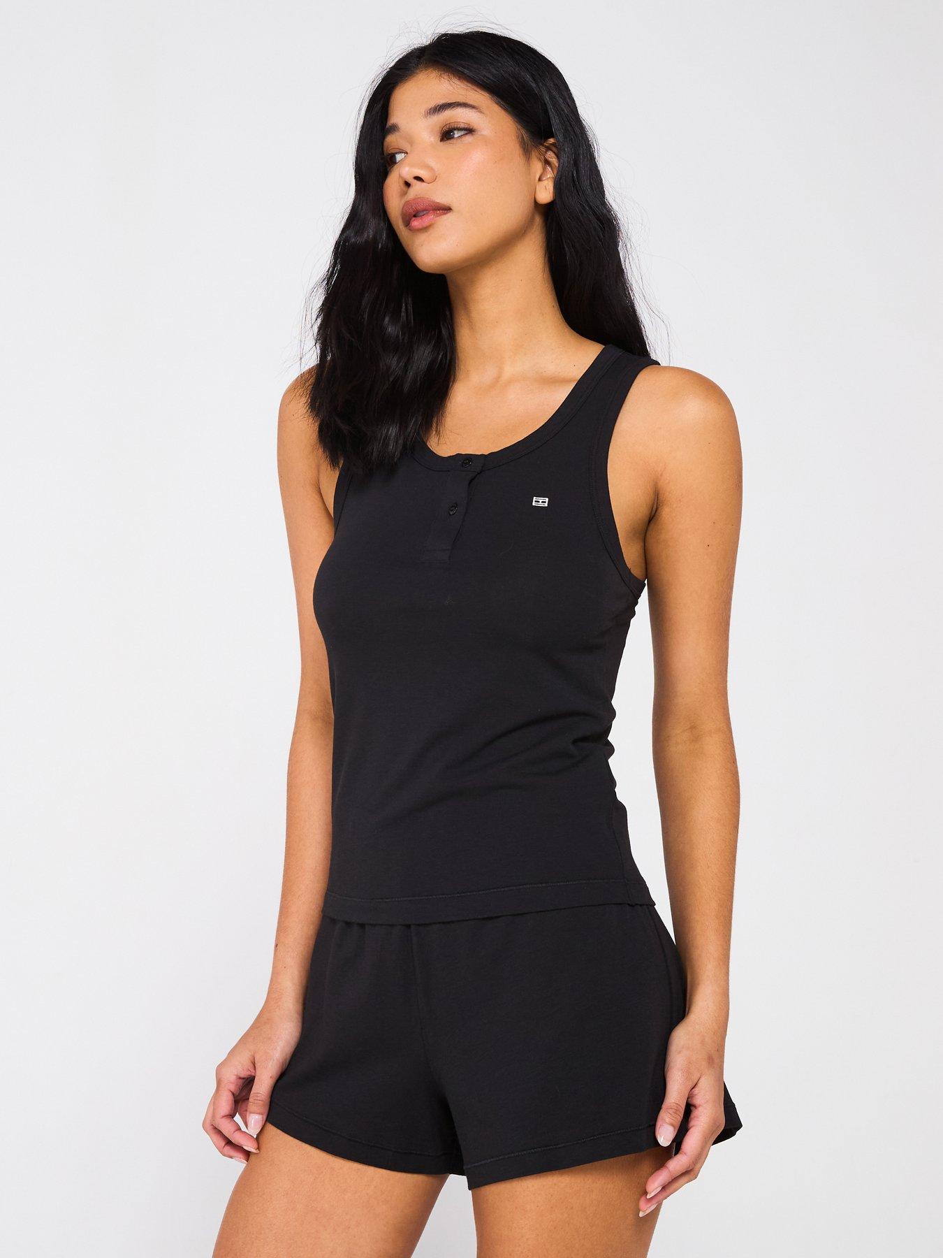 undefined Modal Tank Top Short Pyjama Set - Black