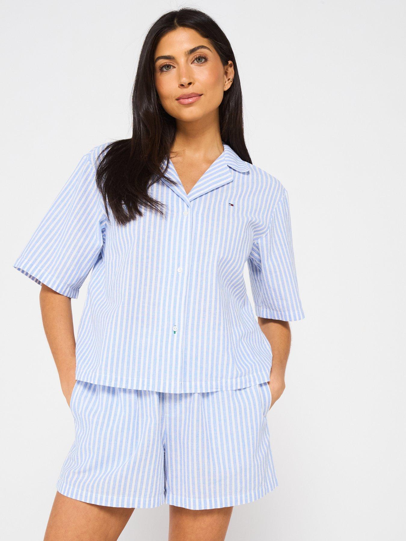 Image 1 of 6 of Tommy Hilfiger Essentials Linen Short Pyjama Set - Blue