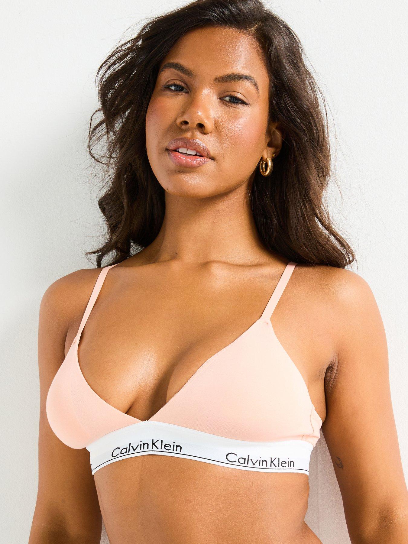 undefined Modern Cotton Lightly Lined Triangle Bralette - Pink