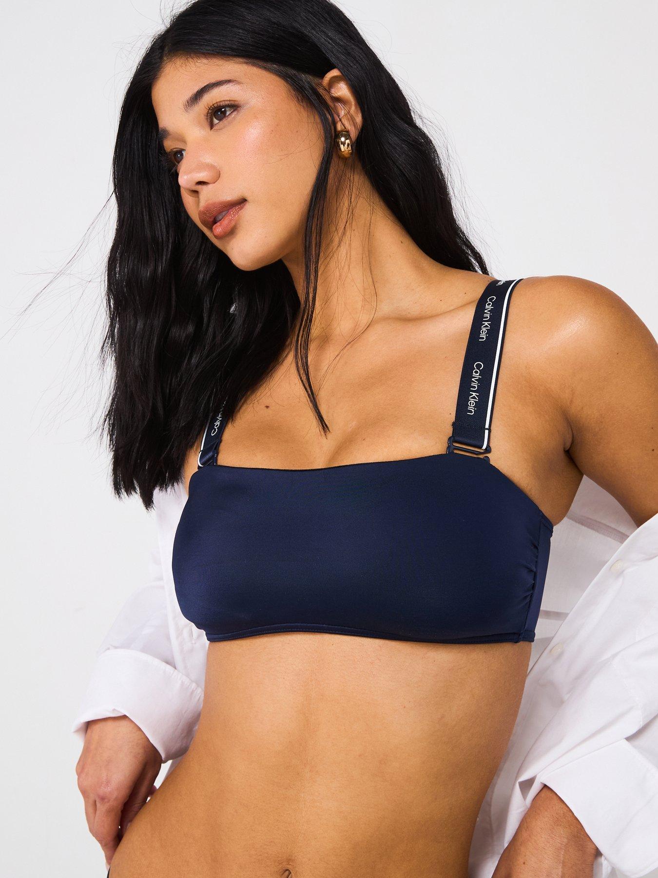 undefined Logo Strap Bandeau Bikini Top - Navy