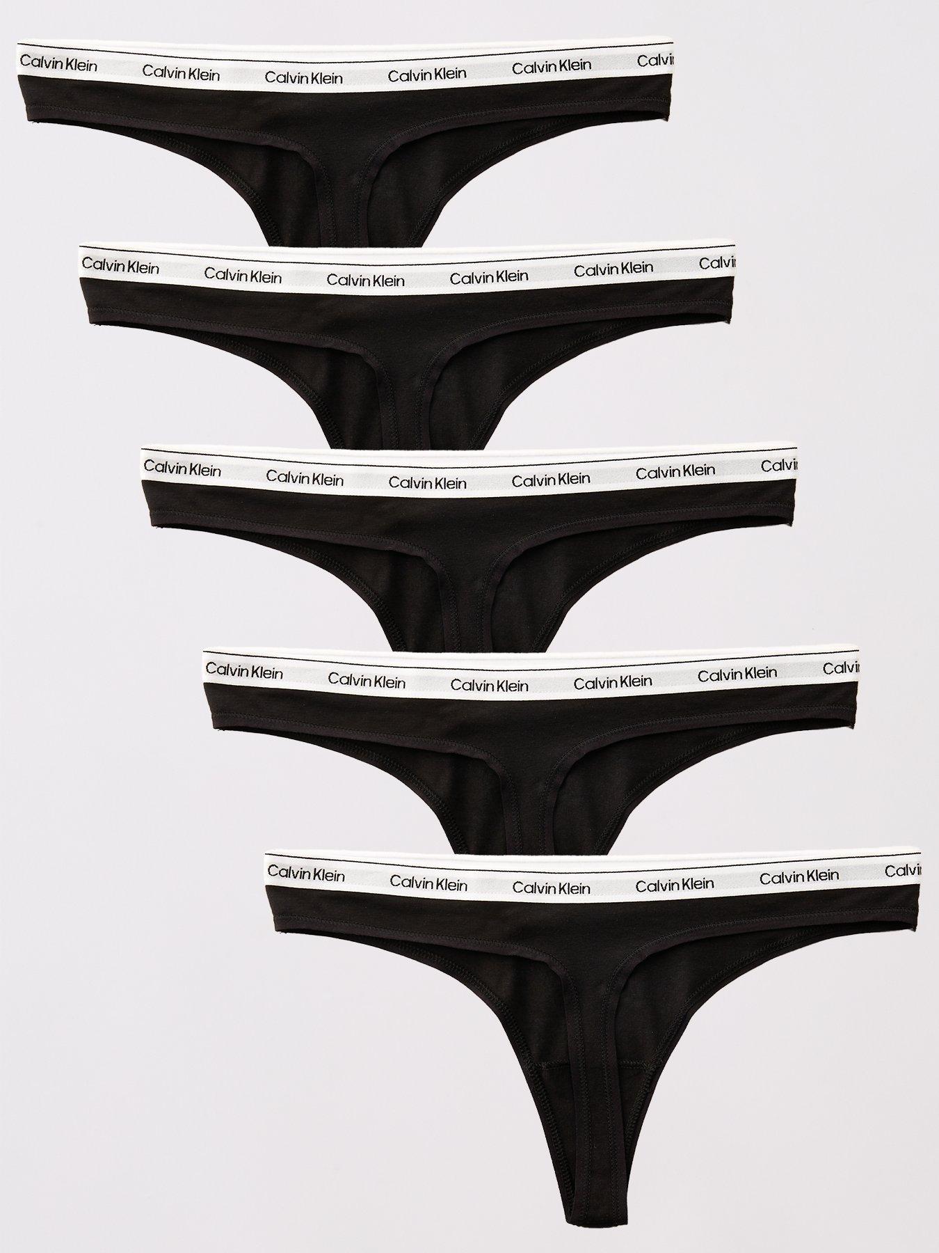 Calvin Klein 5 Pack Modern Logo Thong - Black