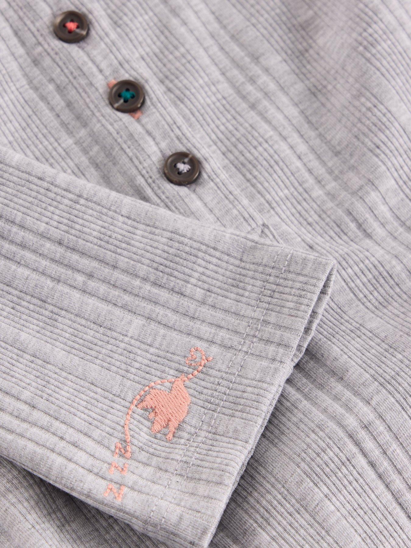 Image 4 of 5 of White Stuff Hailey Rib Henley Jersey Top - Grey