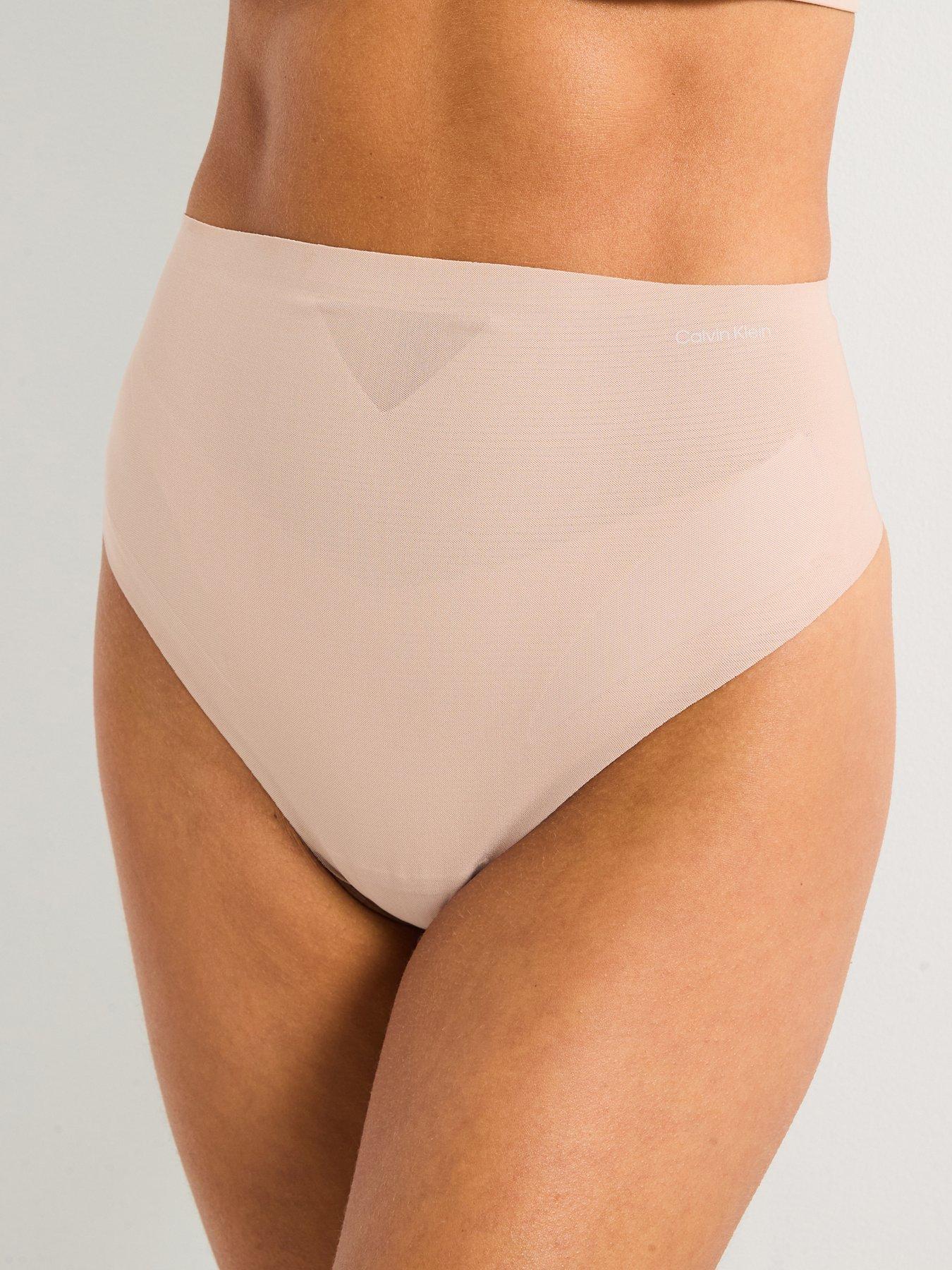 undefined Sculpted Firm Mesh Thong - Brown