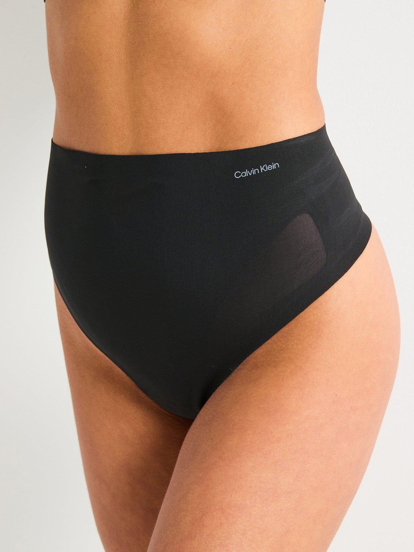 undefined Sculpted Firm Mesh Thong - Black