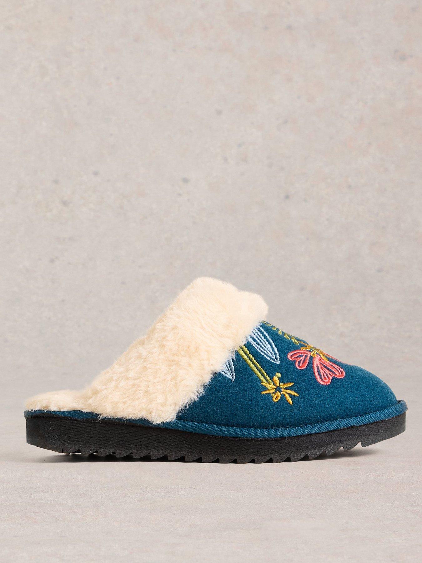 white stuff floral mule slipper - green