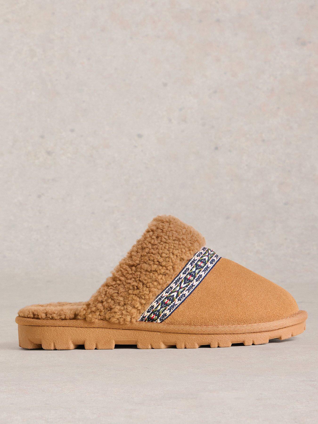 undefined Suede Shearling Slipper Mule - Brown