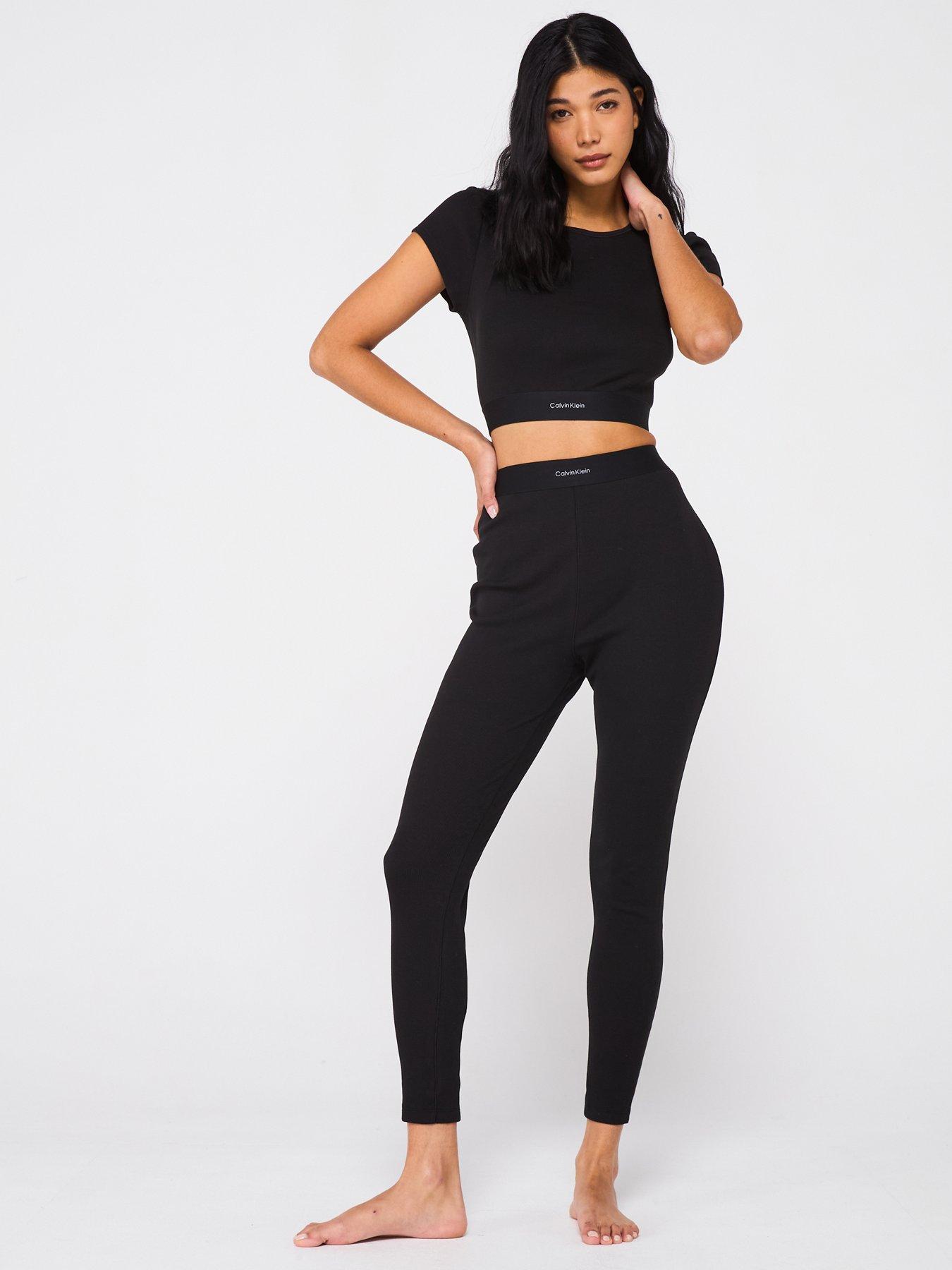 Image 3 of 4 of Calvin Klein Cotton Stretch Ribbed Crop T-shirt - Black