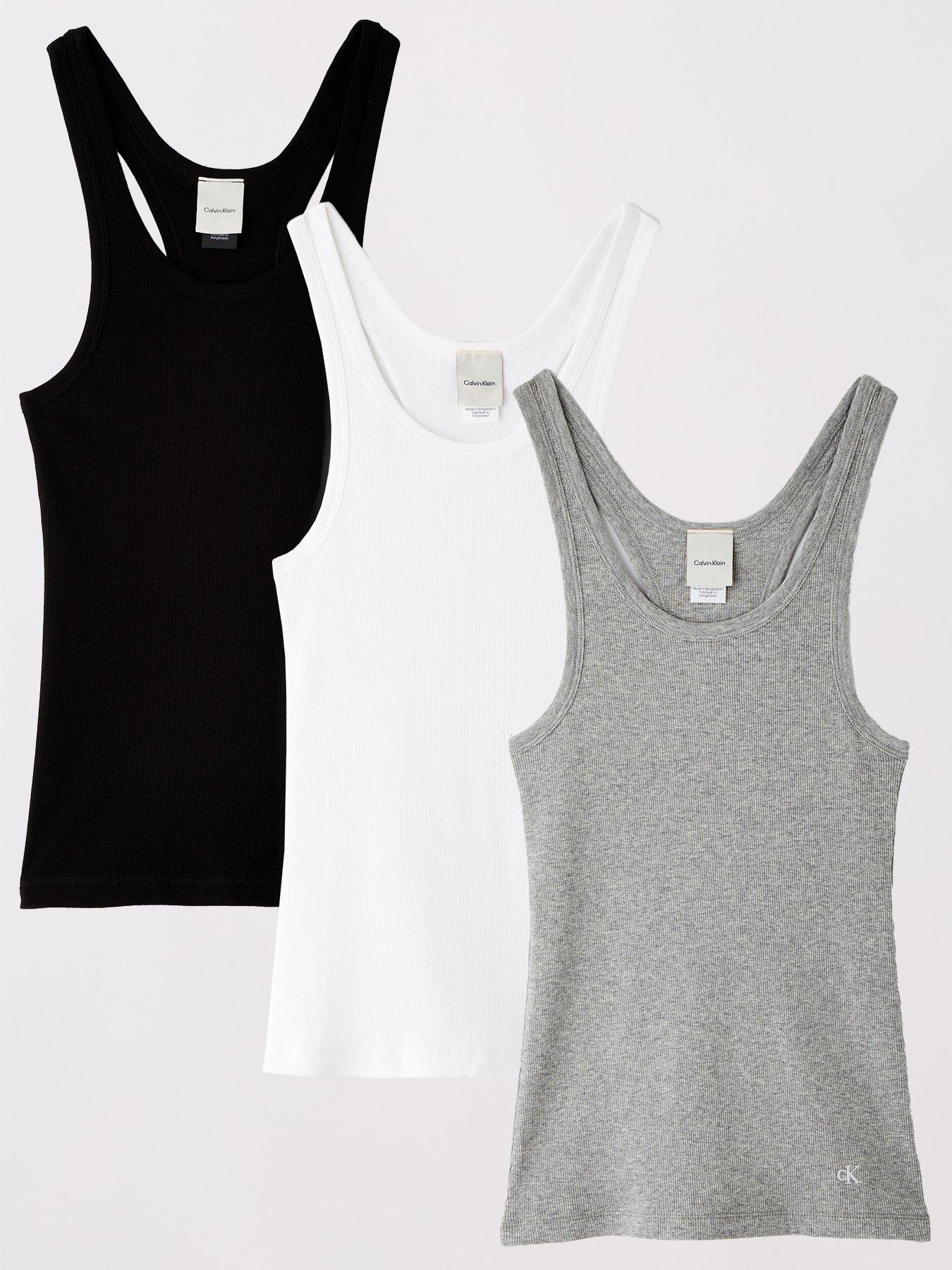 Calvin Klein 3 Pack Scoop Neck Cotton Tank Top - Black