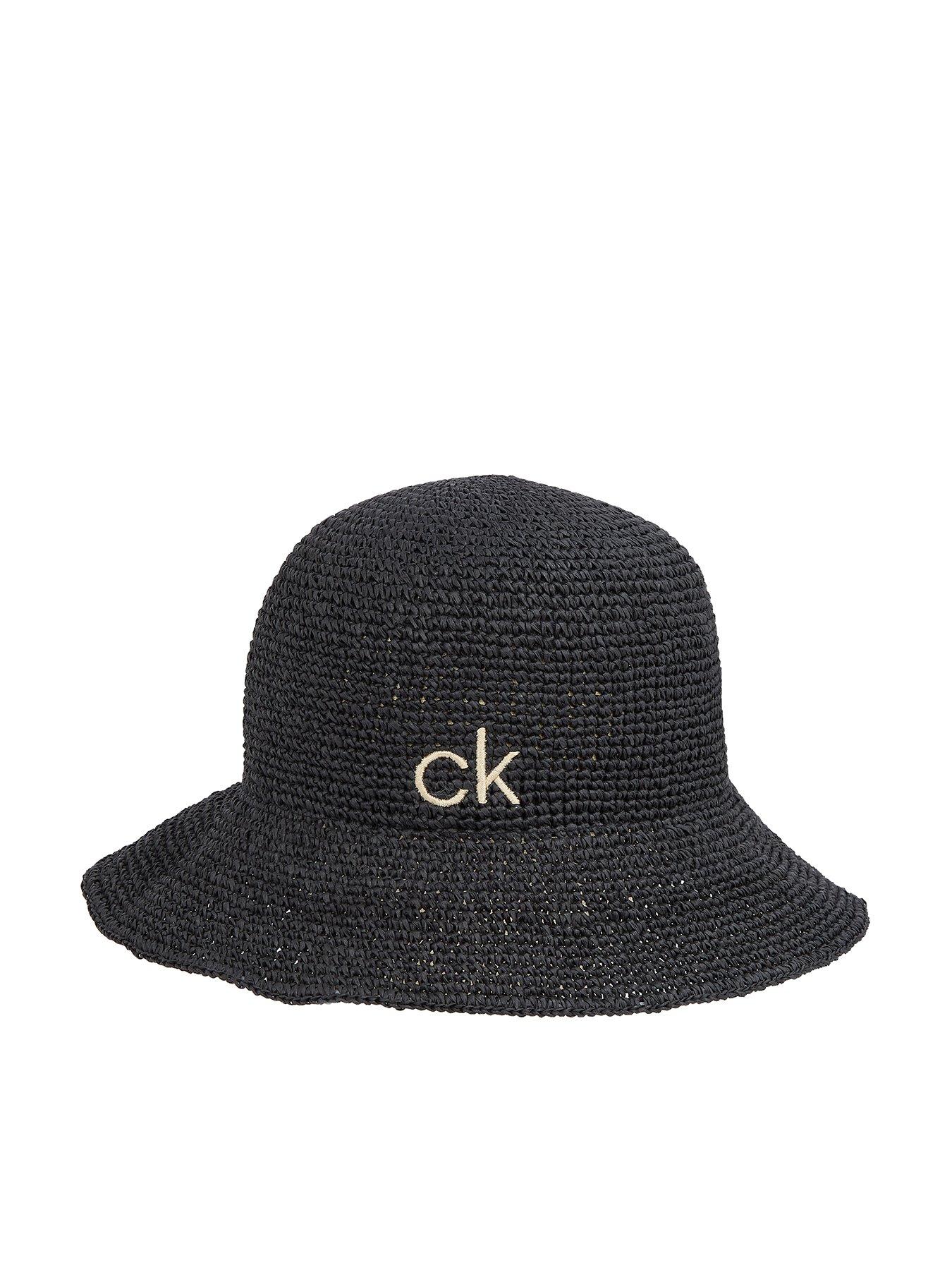 undefined Wide Brim Straw Bucket Hat - Black